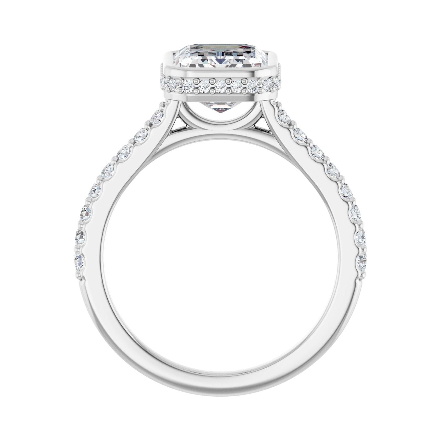 Emerald Hidden Halo-Style Engagement Ring | Metal Type=14K White Gold | Center Stone Size=2.5 CT | Image 2