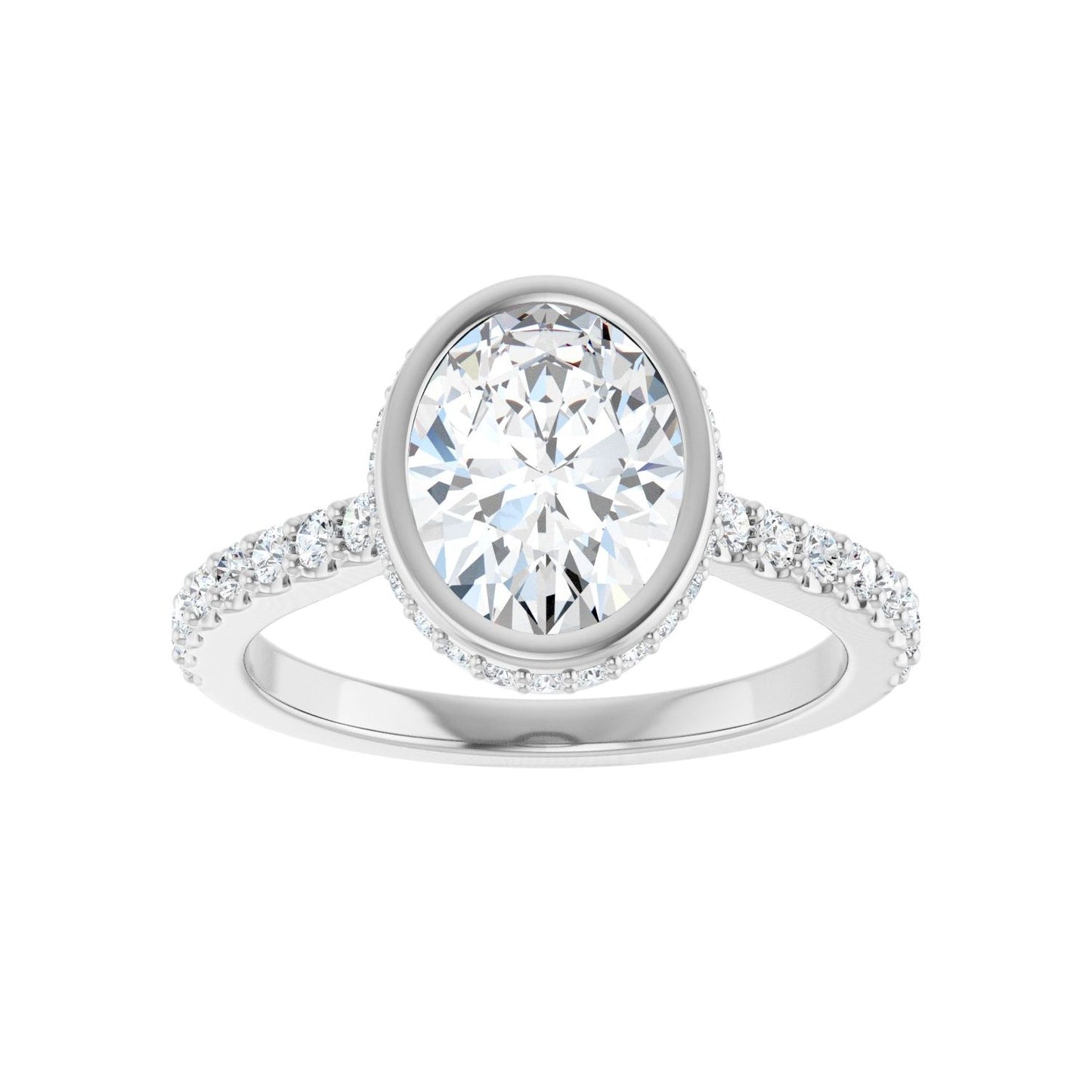 Oval Hidden Halo-Style Engagement Ring | Metal Type=14K White Gold | Center Stone Size=2 CT | Image 3
