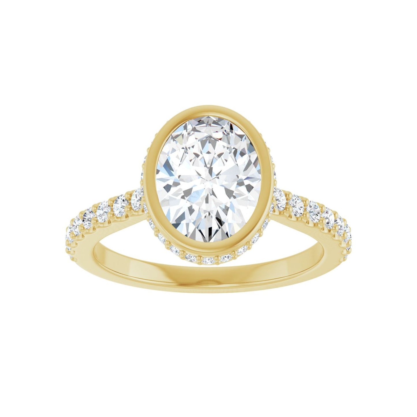 Oval Hidden Halo-Style Engagement Ring | Metal Type=14K Yellow Gold | Center Stone Size=2 CT | Image 3