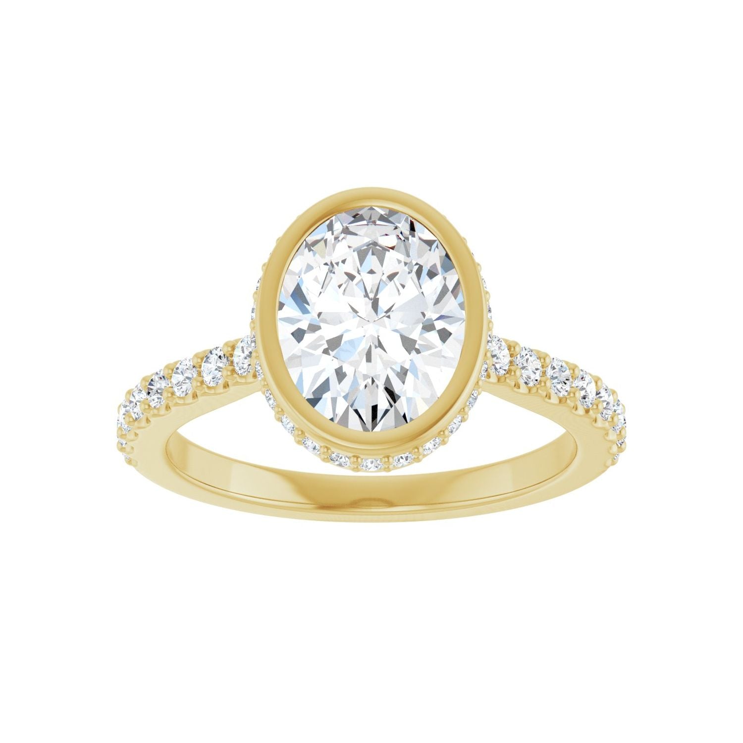 Oval Hidden Halo-Style Engagement Ring | Metal Type=14K Yellow Gold | Center Stone Size=2 CT | Image 3