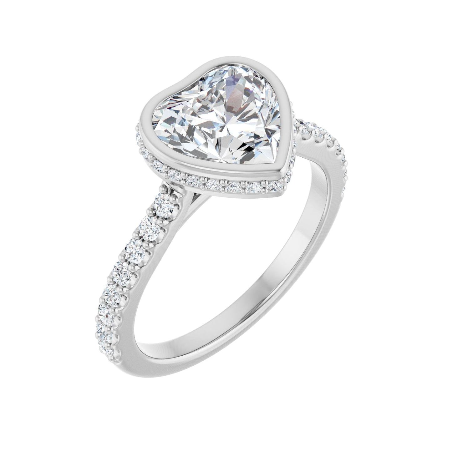 Heart Hidden Halo-Style Engagement Ring | Metal Type=14K White Gold | Center Stone Size=1.5 CT | Image 1