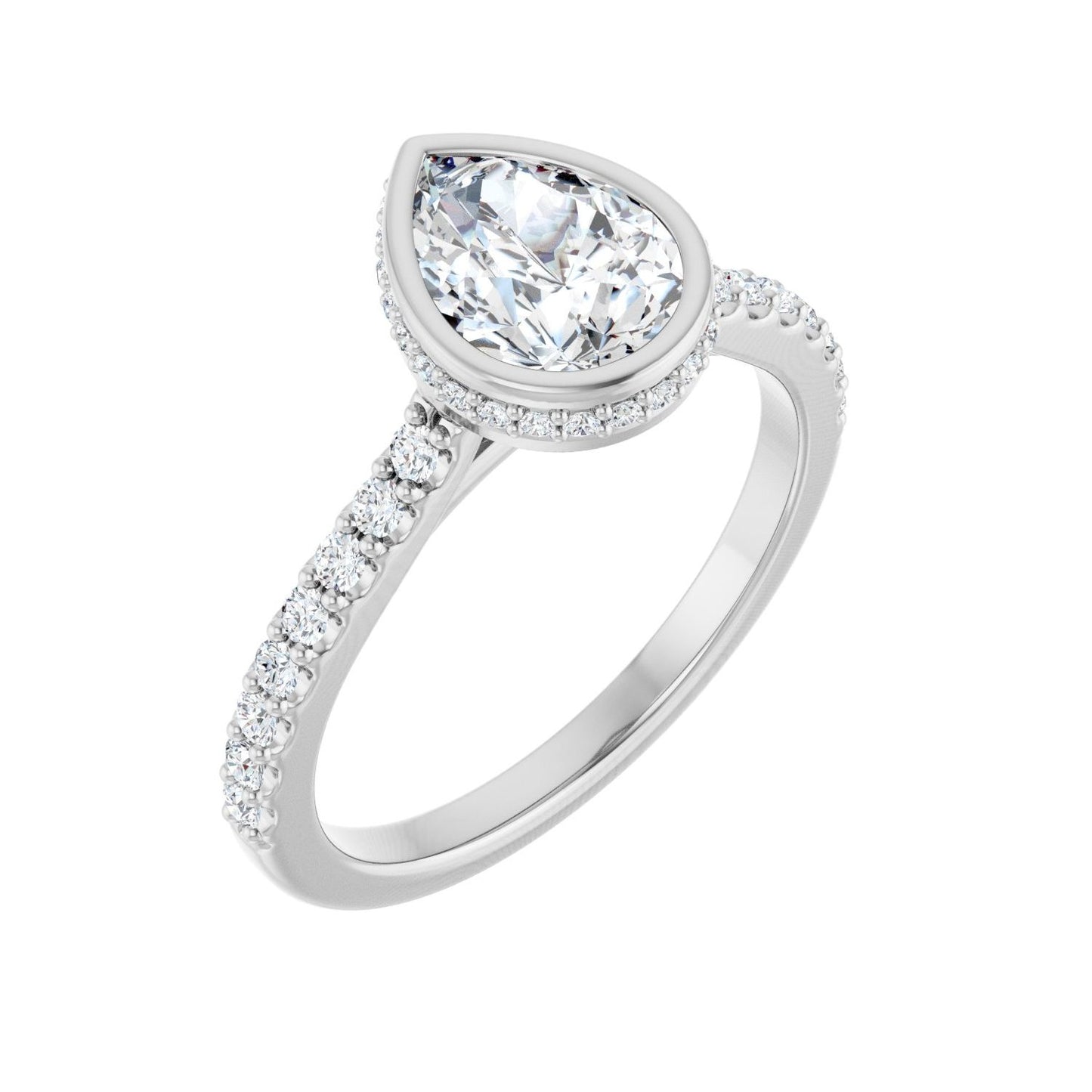 Pear Hidden Halo-Style Engagement Ring | Metal Type=14K White Gold | Center Stone Size=1.5 CT | Image 1