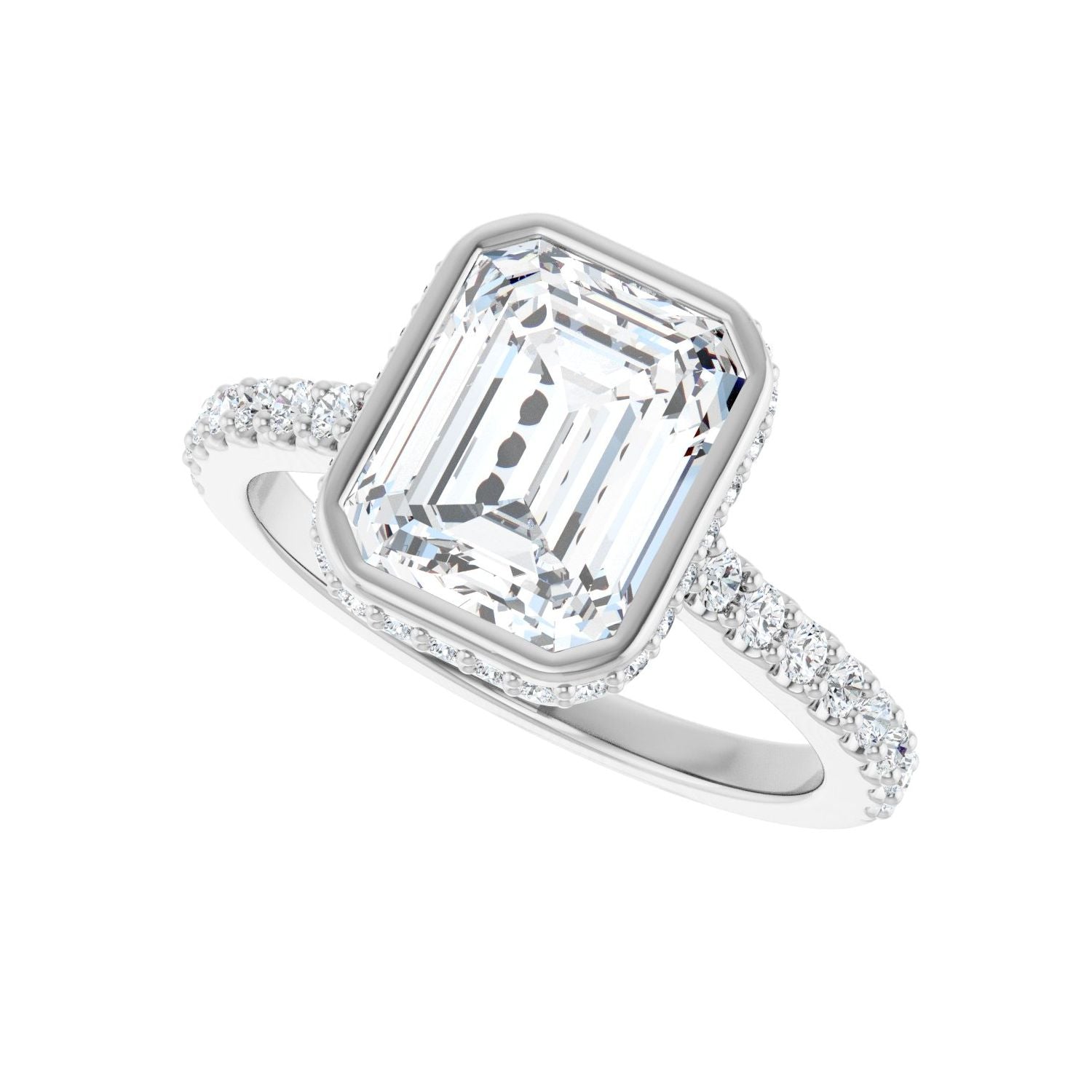 Emerald Hidden Halo-Style Engagement Ring | Metal Type=14K White Gold | Center Stone Size=2.5 CT | Image 5