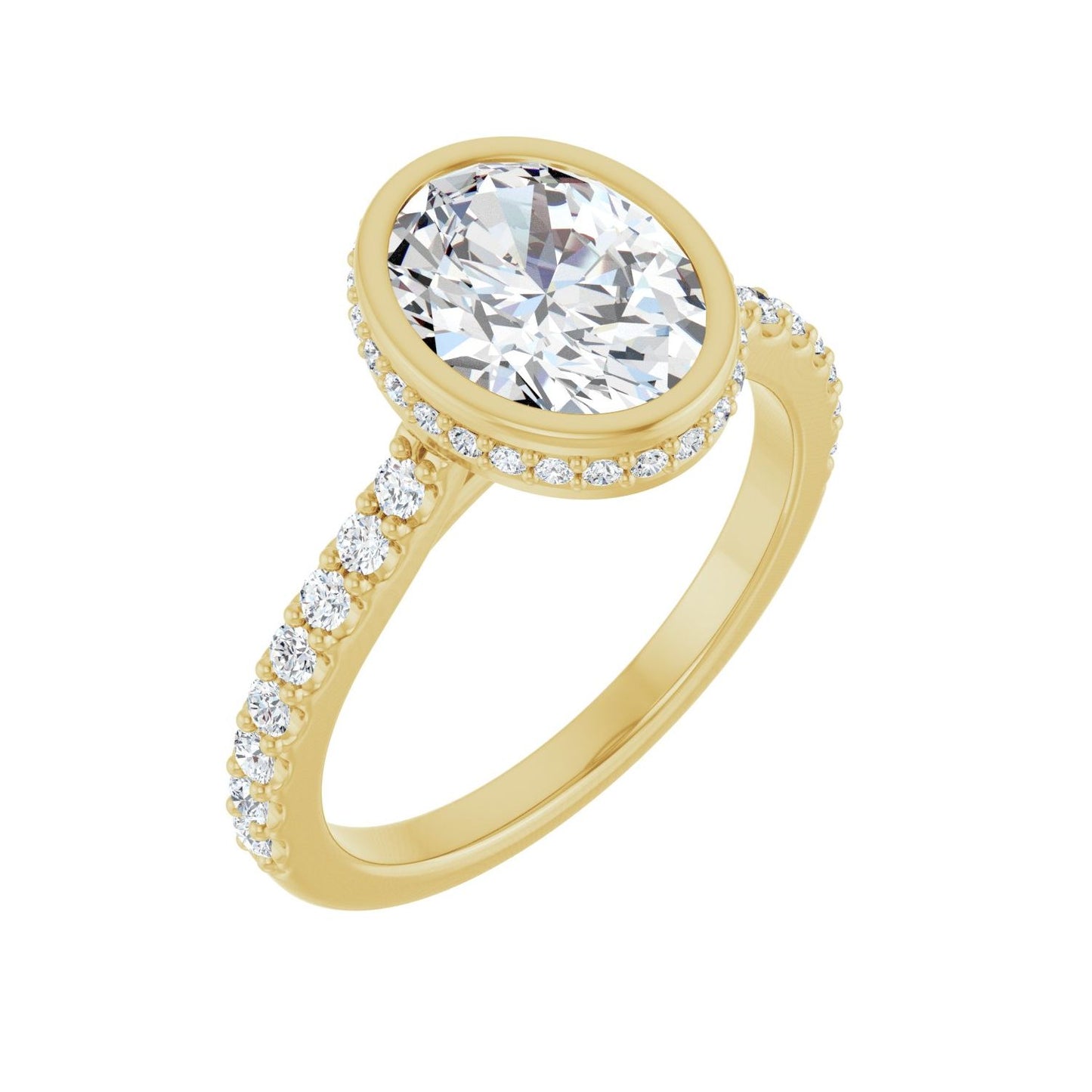 Oval Hidden Halo-Style Engagement Ring | Metal Type=14K Yellow Gold | Center Stone Size=2 CT | Image 1