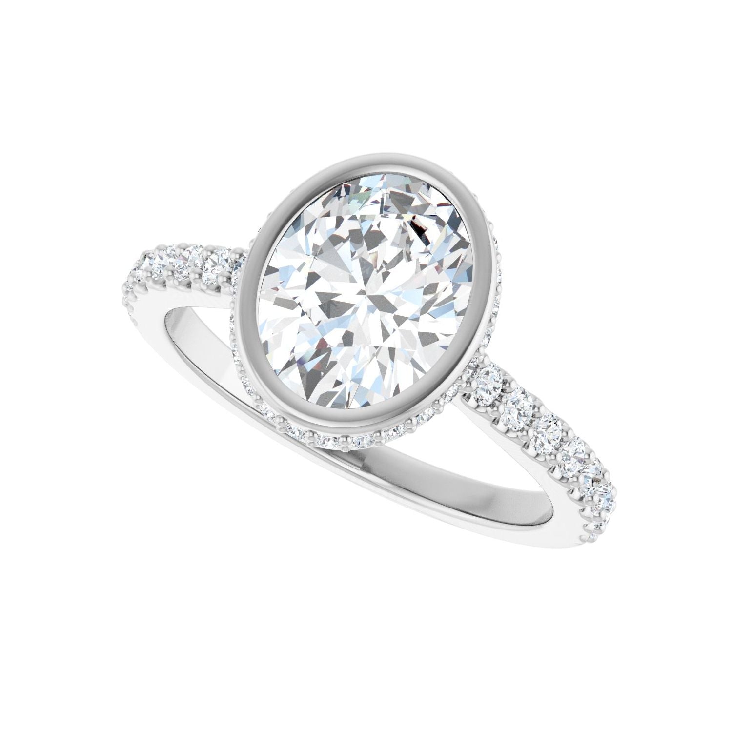 Oval Hidden Halo-Style Engagement Ring | Metal Type=14K White Gold | Center Stone Size=2 CT | Image 5