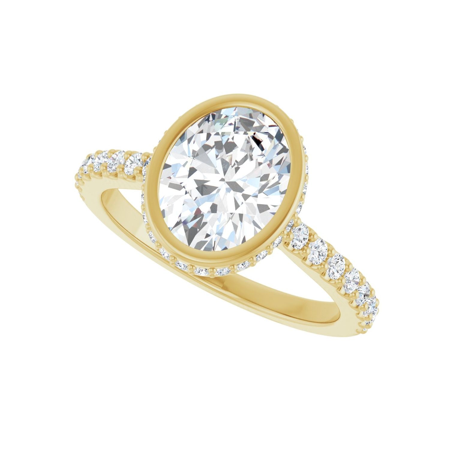 Oval Hidden Halo-Style Engagement Ring | Metal Type=14K Yellow Gold | Center Stone Size=2 CT | Image 5