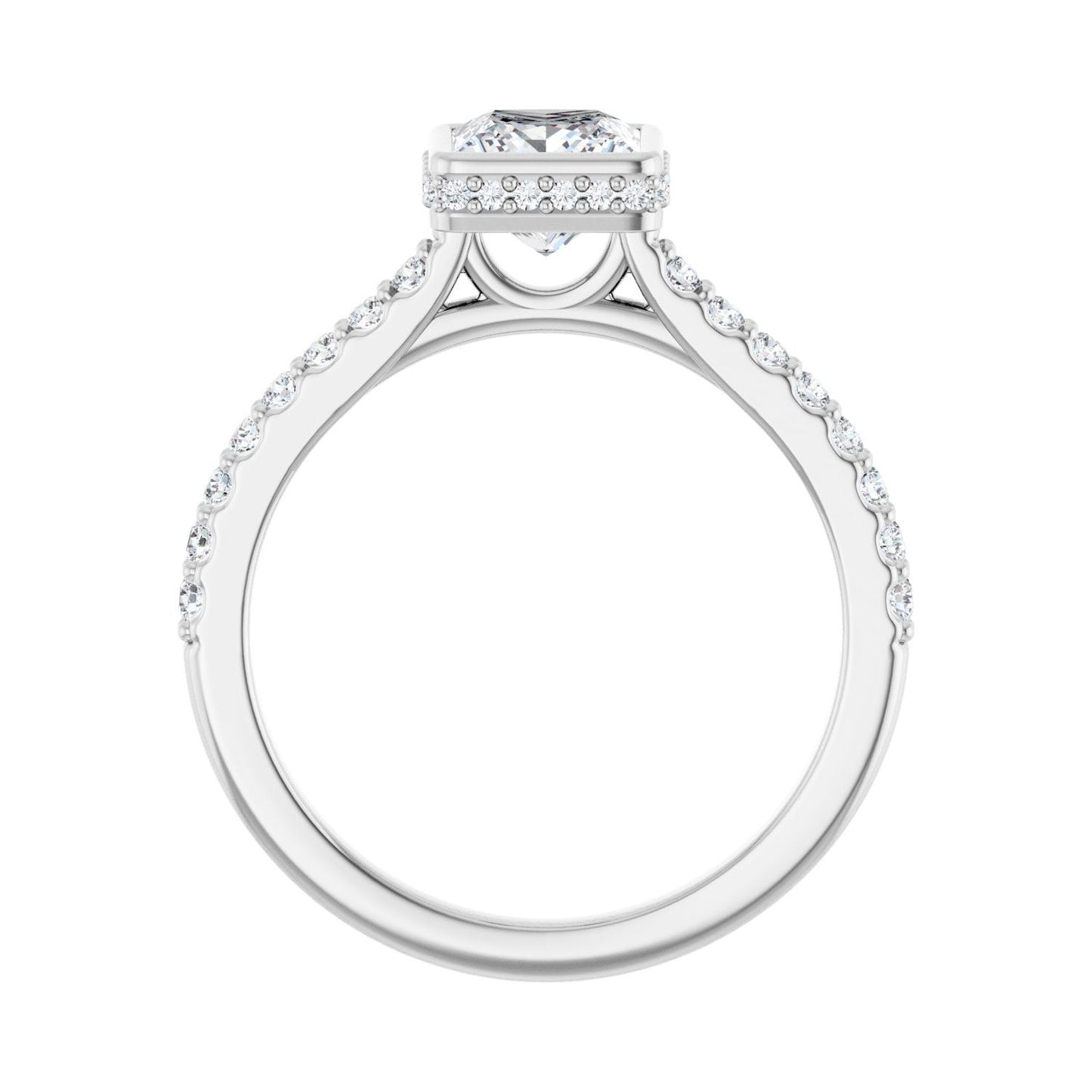 Square Hidden Halo-Style Engagement Ring | Metal Type=14K White Gold | Center Stone Size=1 CT | Image 2