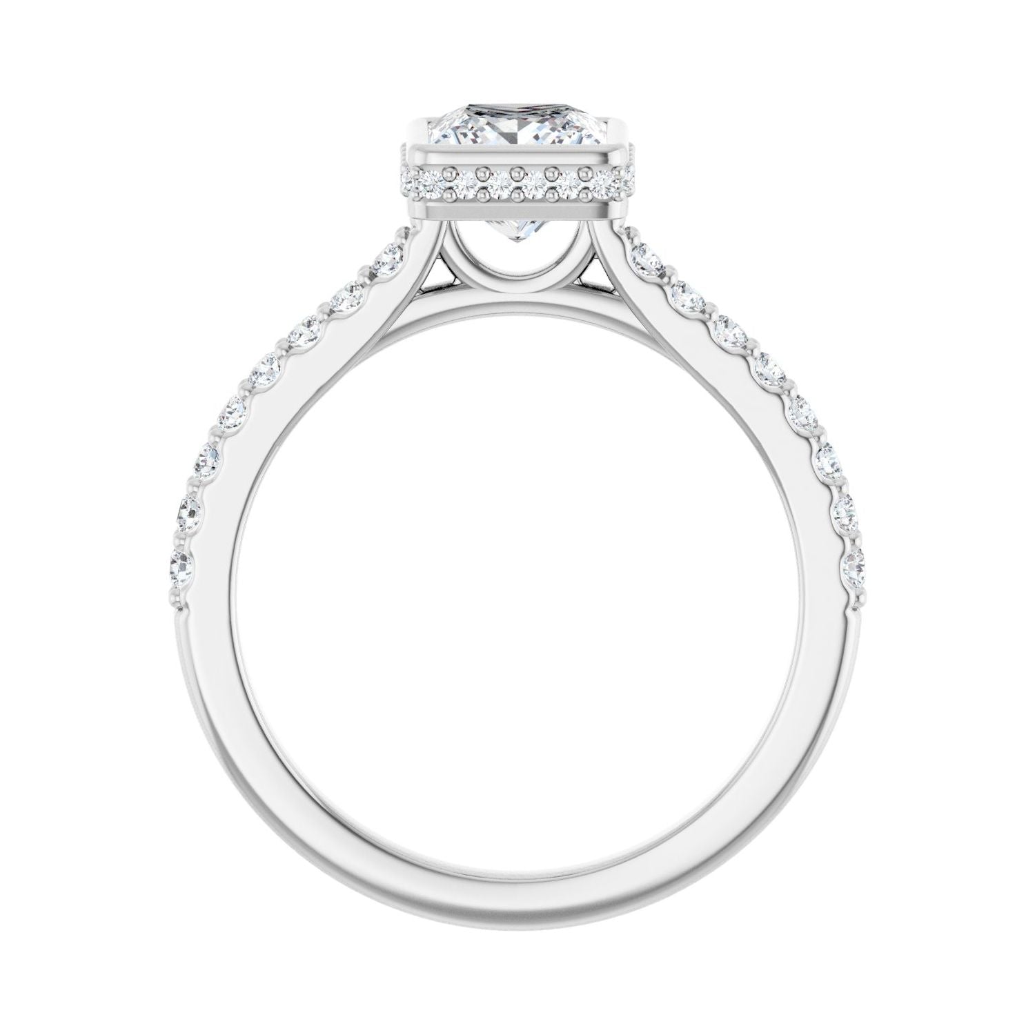Square Hidden Halo-Style Engagement Ring | Metal Type=14K White Gold | Center Stone Size=1 CT | Image 2