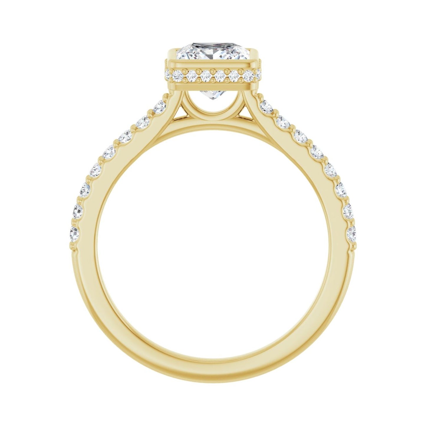 Square Hidden Halo-Style Engagement Ring | Metal Type=14K Yellow Gold | Center Stone Size=1 CT | Image 2