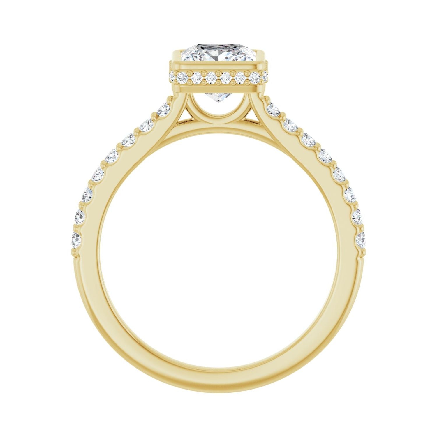 Square Hidden Halo-Style Engagement Ring | Metal Type=14K Yellow Gold | Center Stone Size=1 CT | Image 2