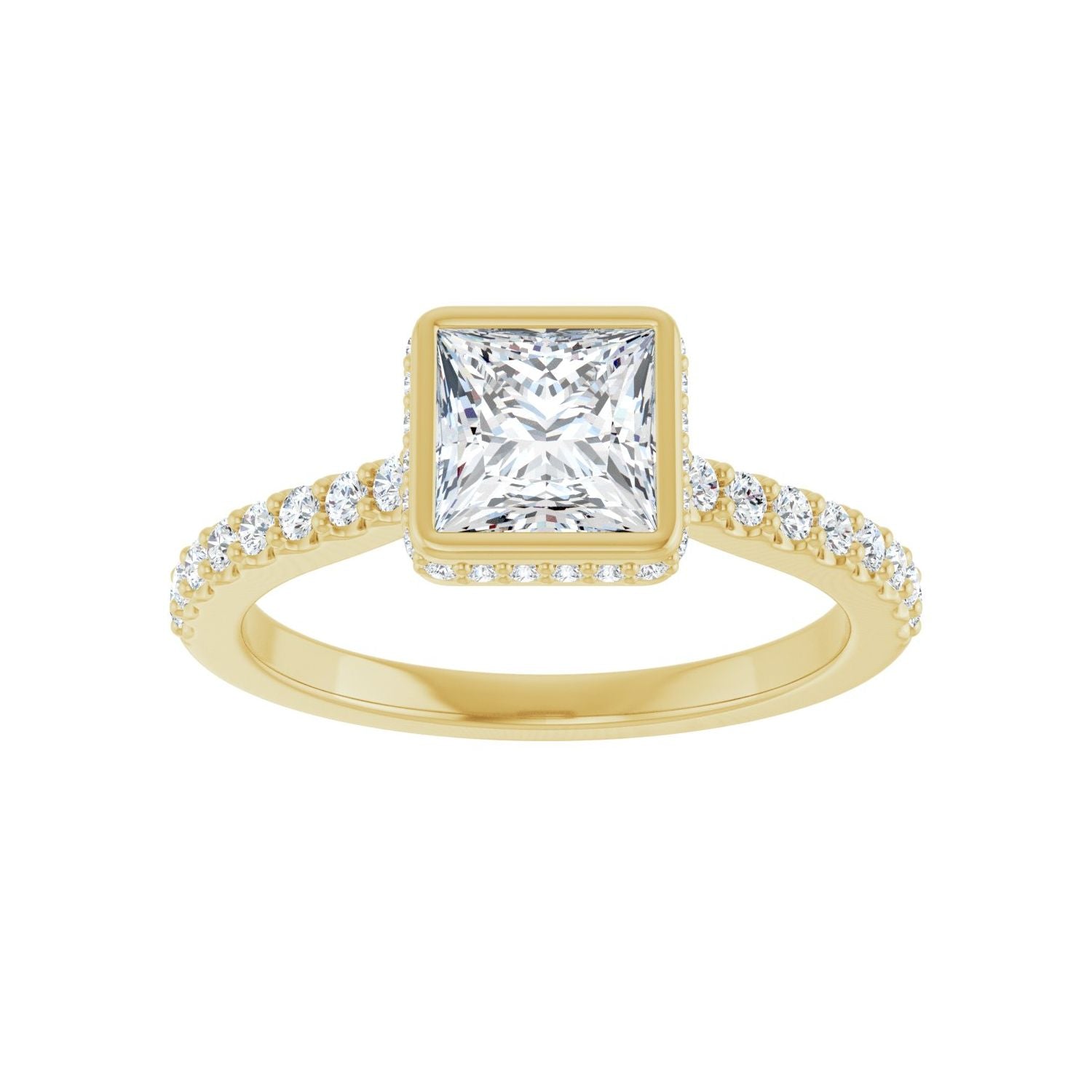 Square Hidden Halo-Style Engagement Ring | Metal Type=14K Yellow Gold | Center Stone Size=1 CT | Image 3