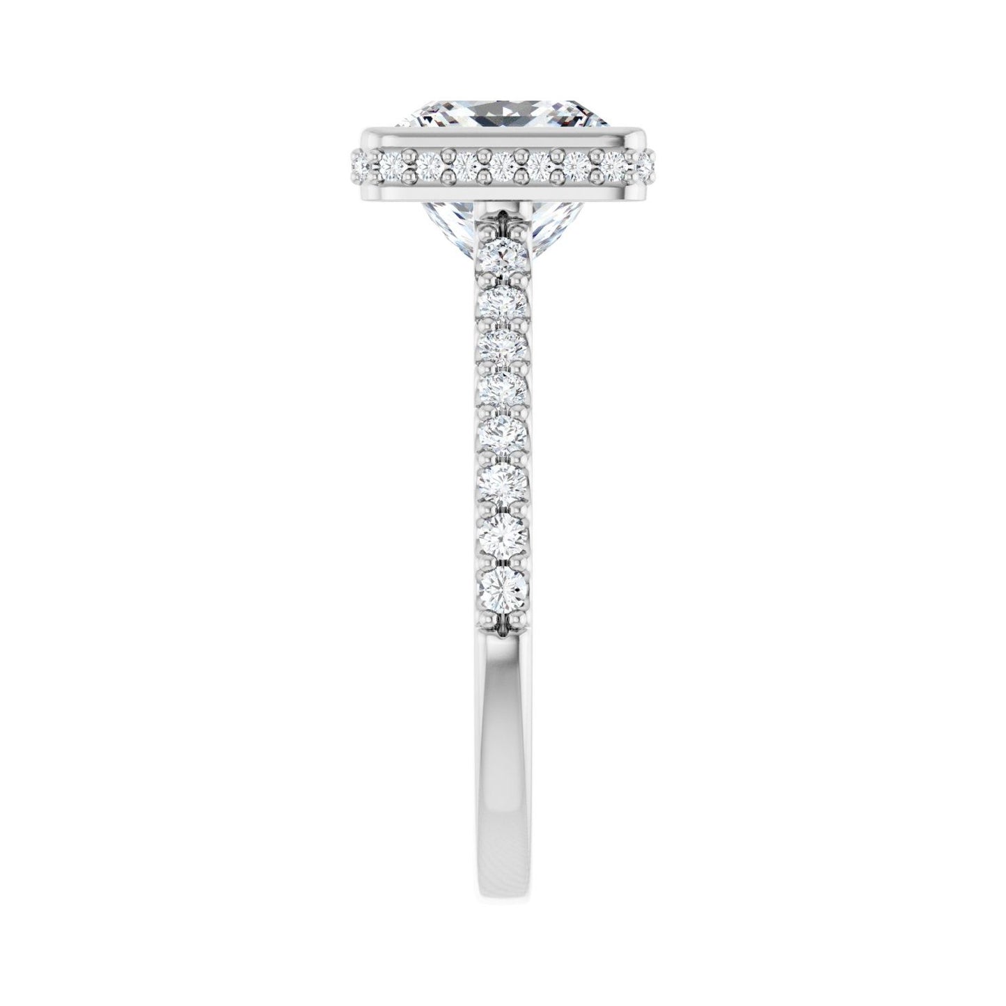 Square Hidden Halo-Style Engagement Ring | Metal Type=14K White Gold | Center Stone Size=3 CT | Image 4