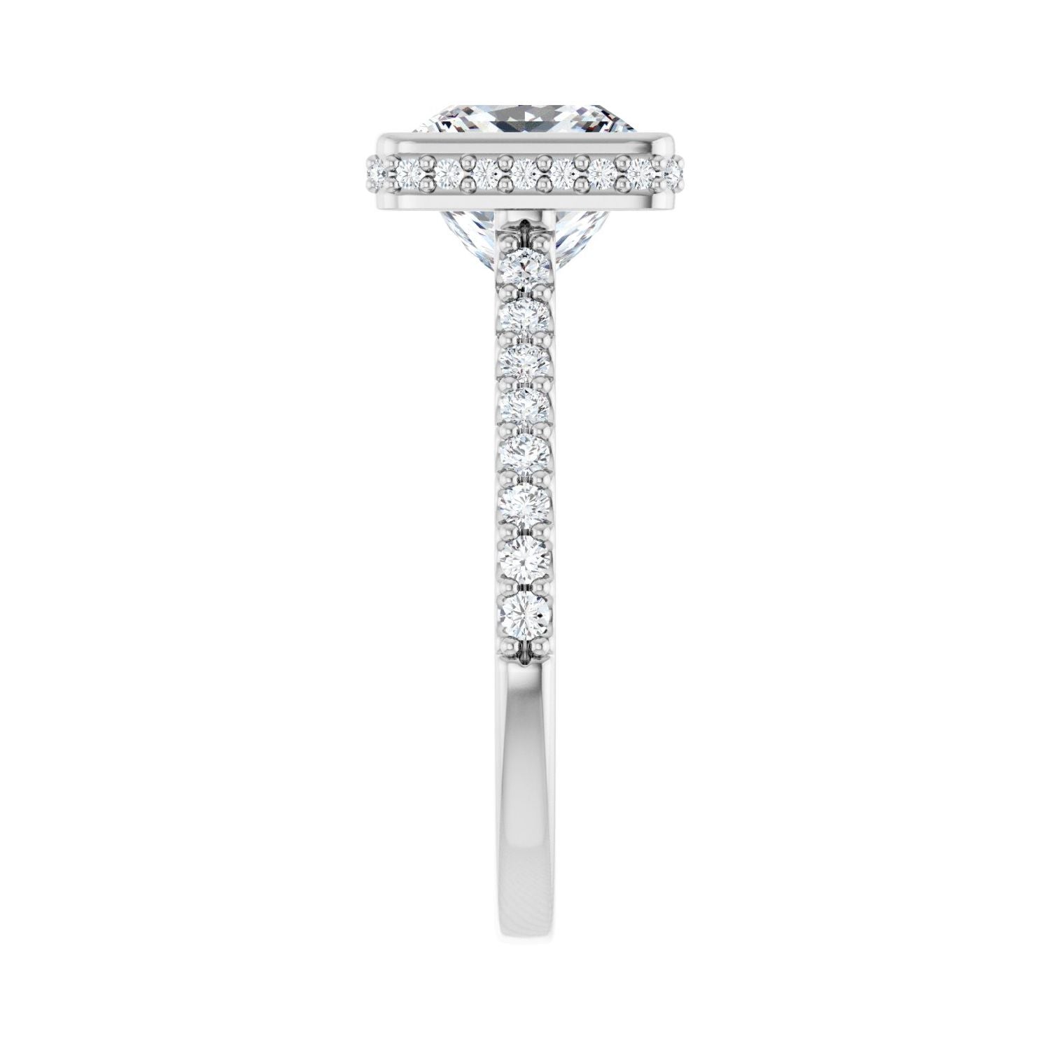 Square Hidden Halo-Style Engagement Ring | Metal Type=14K White Gold | Center Stone Size=3 CT | Image 4