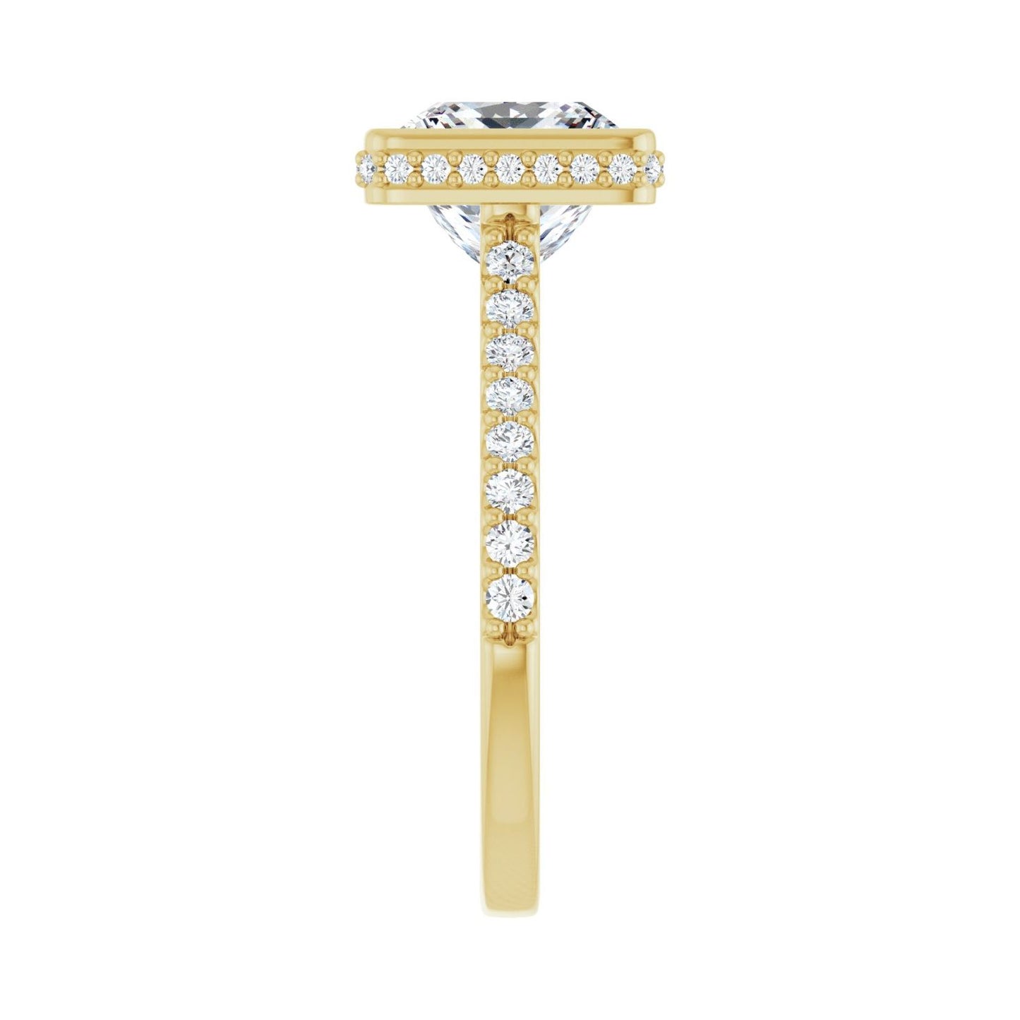 Square Hidden Halo-Style Engagement Ring | Metal Type=14K Yellow Gold | Center Stone Size=3 CT | Image 4