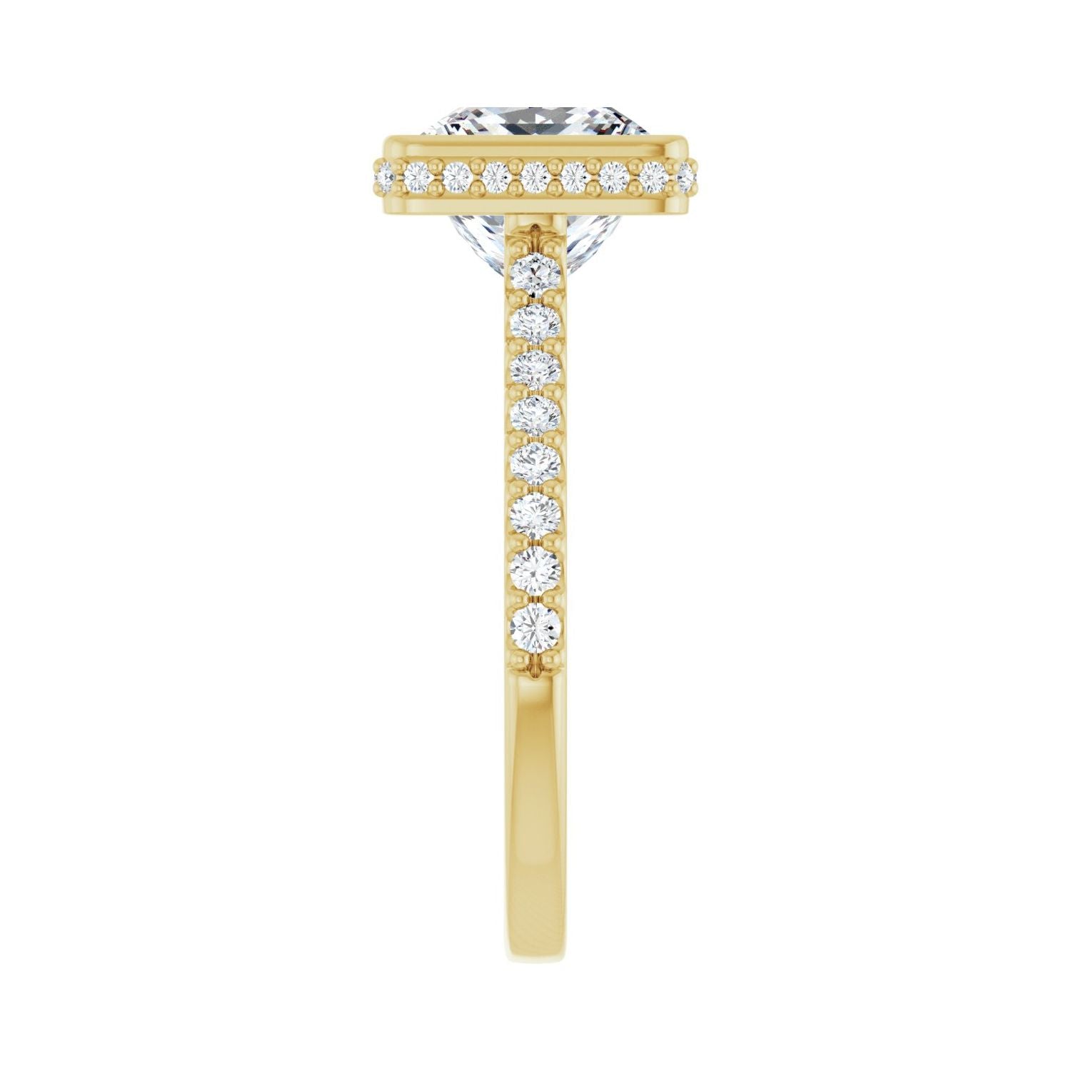 Square Hidden Halo-Style Engagement Ring | Metal Type=14K Yellow Gold | Center Stone Size=3 CT | Image 4