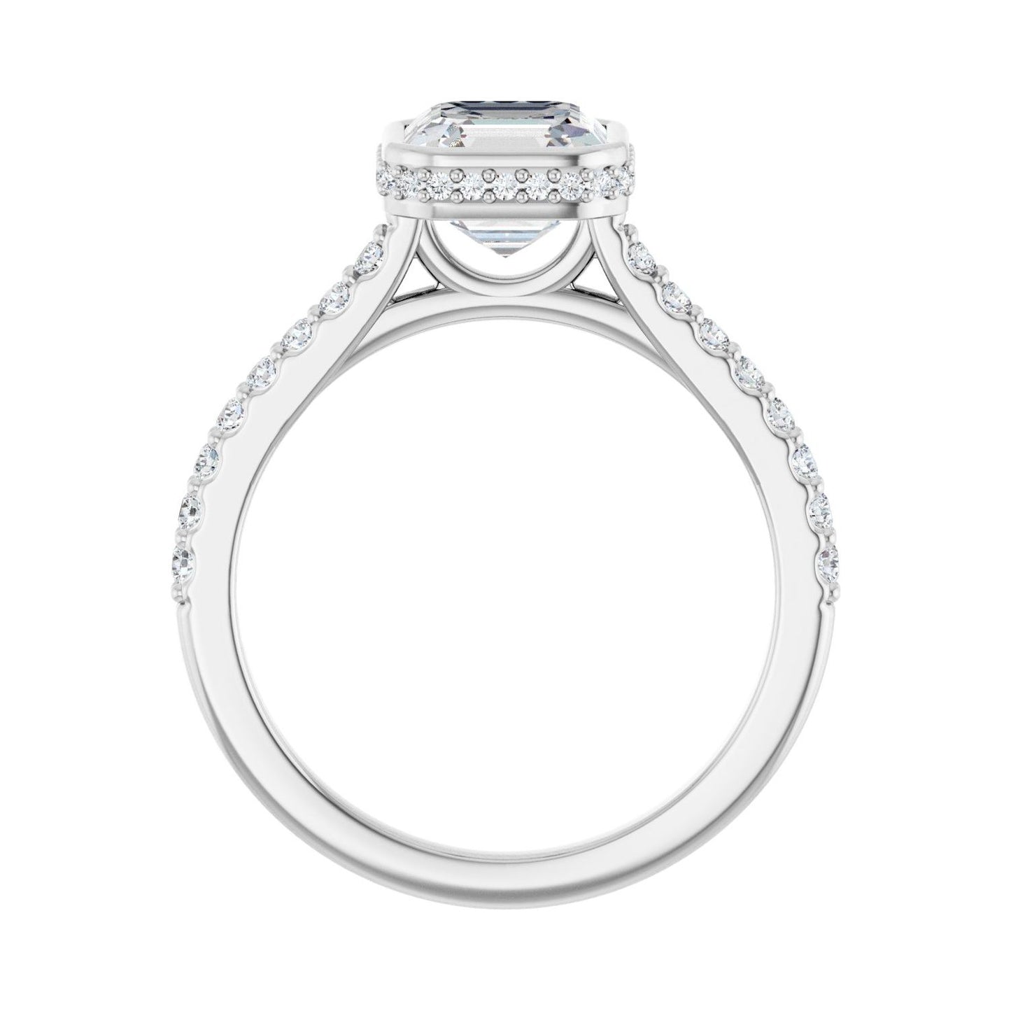 Asscher Hidden Halo-Style Engagement Ring | Metal Type=14K White Gold | Center Stone Size=1.5 CT | Image 2