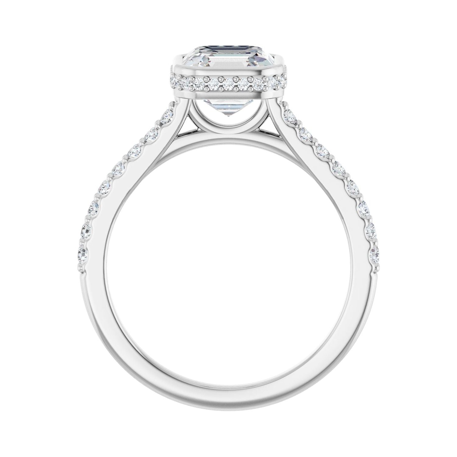 Asscher Hidden Halo-Style Engagement Ring | Metal Type=14K White Gold | Center Stone Size=1.5 CT | Image 2