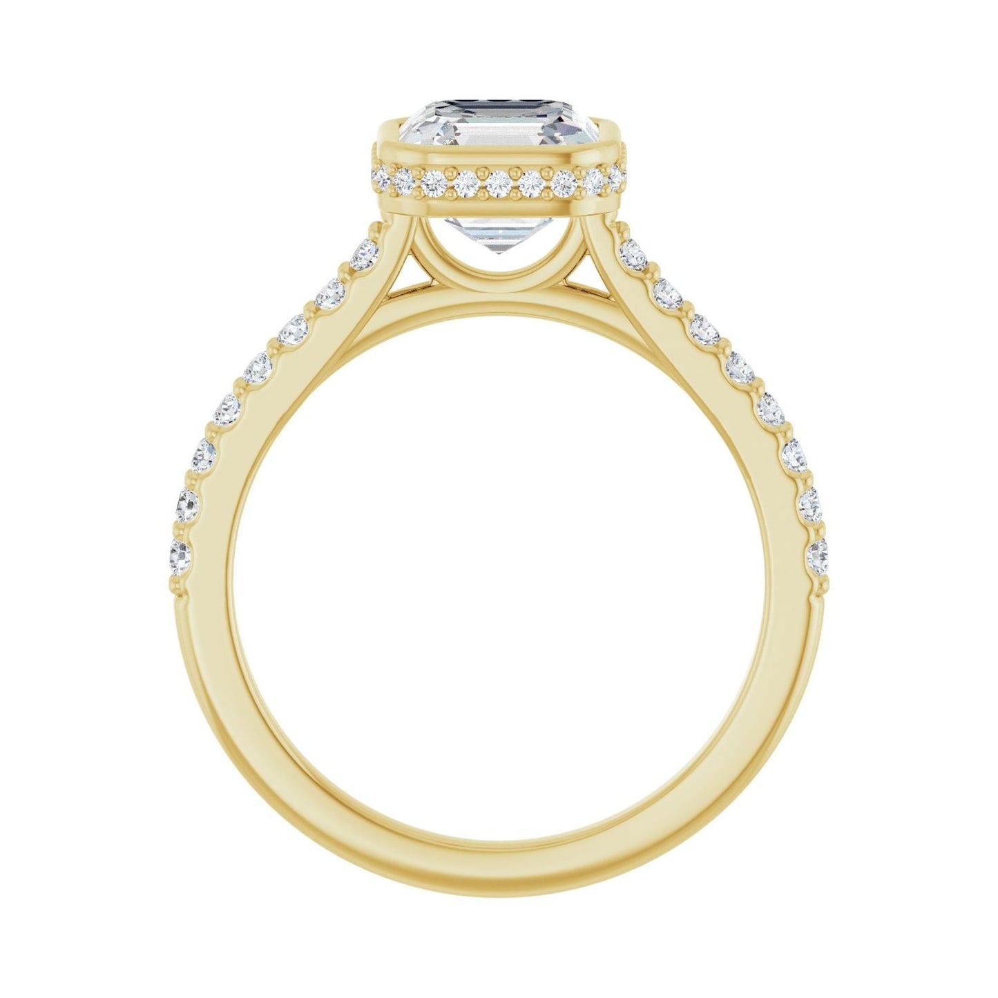 Asscher Hidden Halo-Style Engagement Ring | Metal Type=14K Yellow Gold | Center Stone Size=1.5 CT | Image 2