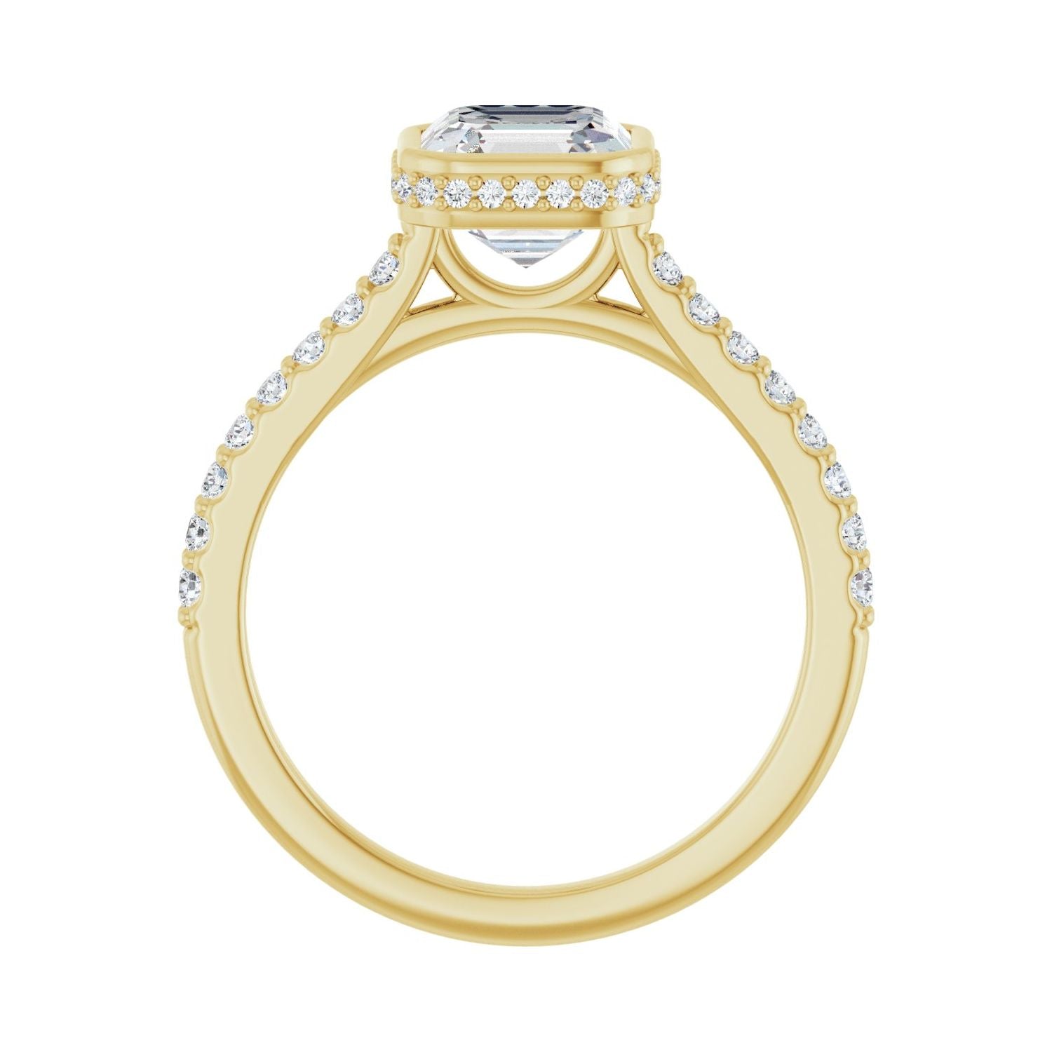 Asscher Hidden Halo-Style Engagement Ring | Metal Type=14K Yellow Gold | Center Stone Size=1.5 CT | Image 2