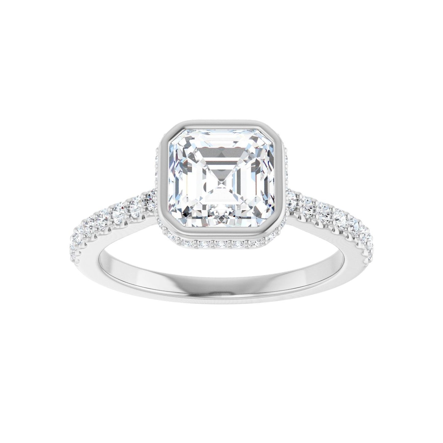 Asscher Hidden Halo-Style Engagement Ring | Metal Type=14K White Gold | Center Stone Size=1.5 CT | Image 3