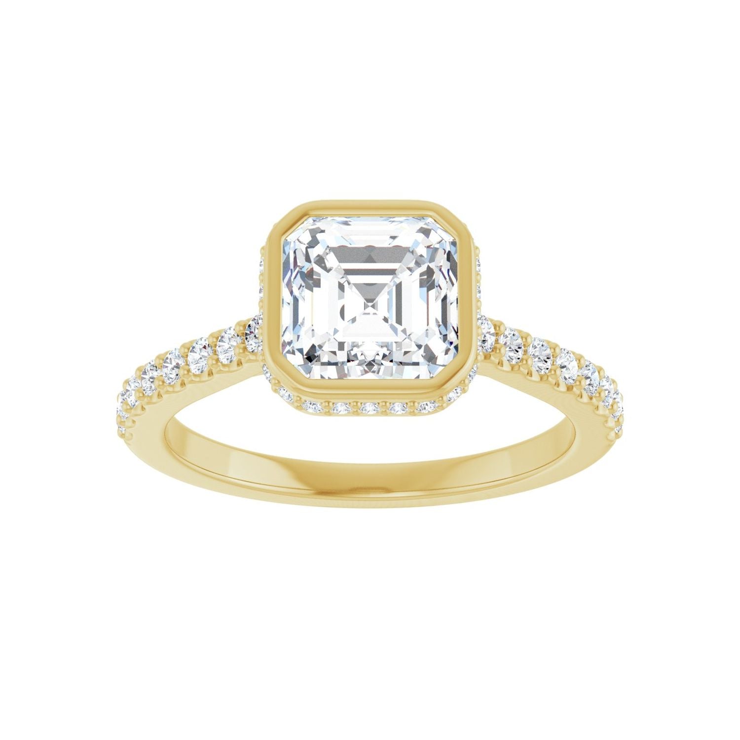 Asscher Hidden Halo-Style Engagement Ring | Metal Type=14K Yellow Gold | Center Stone Size=1.5 CT | Image 3