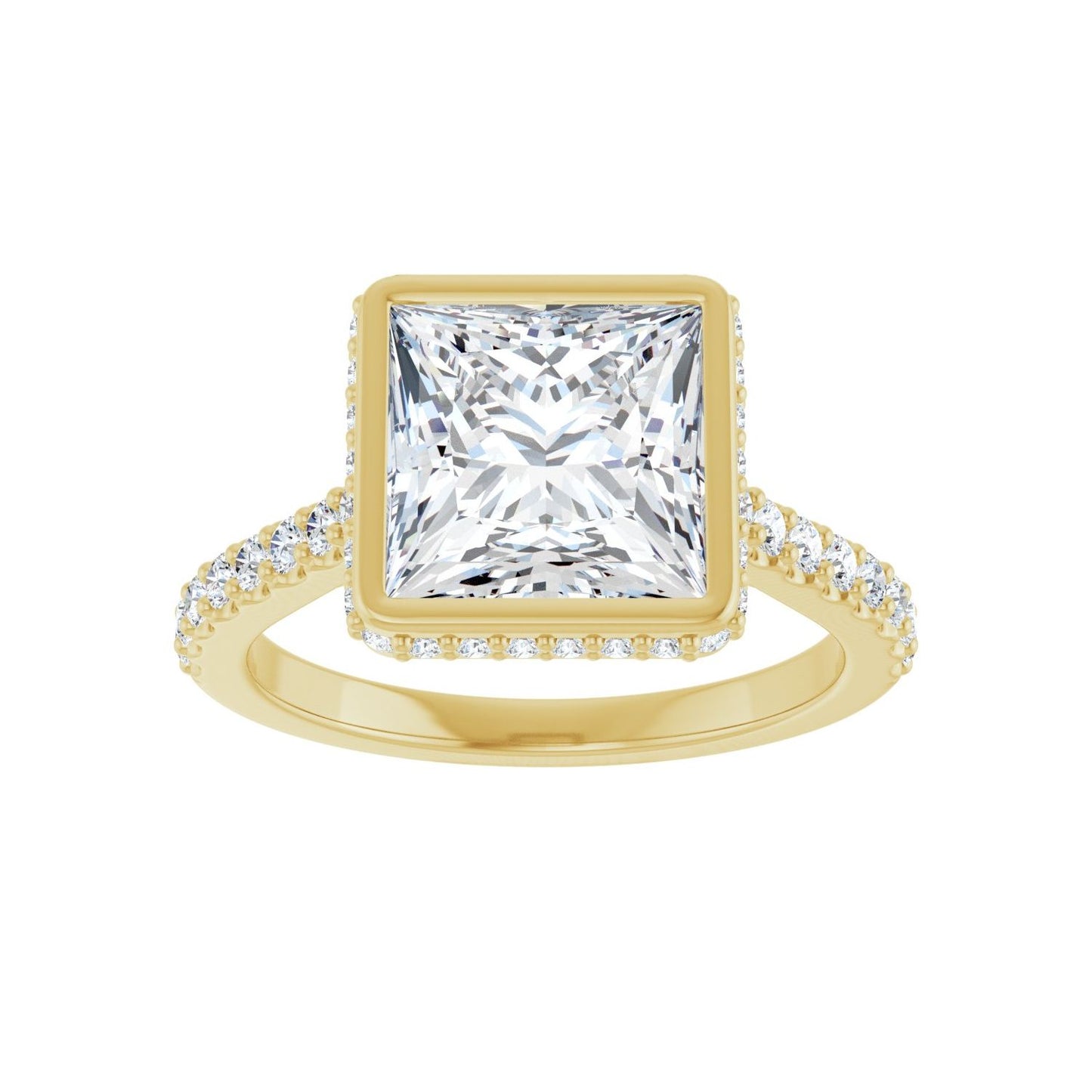 Square Hidden Halo-Style Engagement Ring | Metal Type=14K Yellow Gold | Center Stone Size=3 CT | Image 3