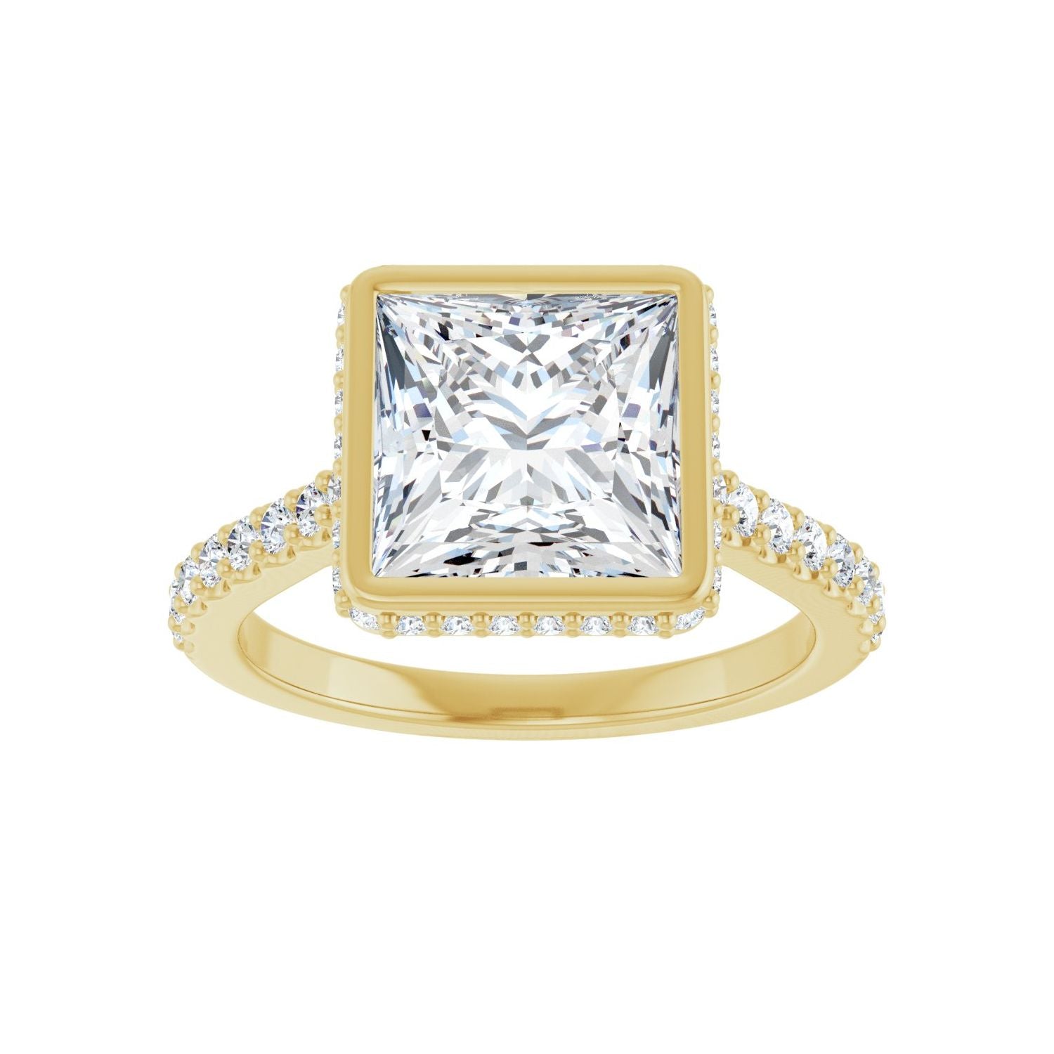 Square Hidden Halo-Style Engagement Ring | Metal Type=14K Yellow Gold | Center Stone Size=3 CT | Image 3