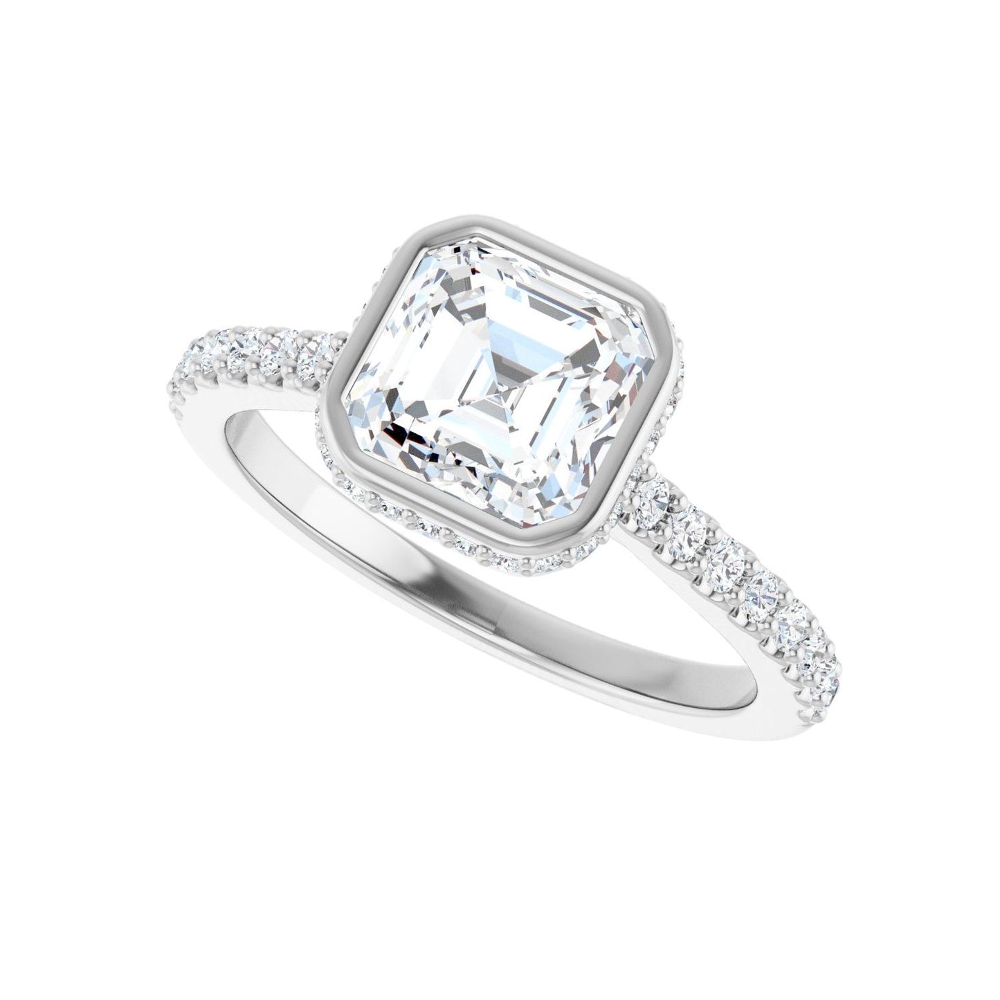 Asscher Hidden Halo-Style Engagement Ring | Metal Type=14K White Gold | Center Stone Size=1.5 CT | Image 5