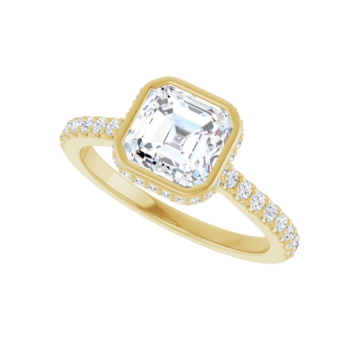 Asscher Hidden Halo-Style Engagement Ring | Metal Type=14K Yellow Gold | Center Stone Size=1.5 CT | Image 5