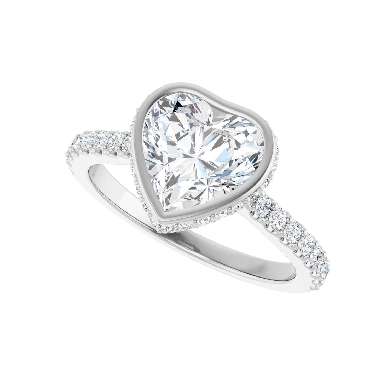 Heart Hidden Halo-Style Engagement Ring | Metal Type=14K White Gold | Center Stone Size=1.5 CT | Image 5