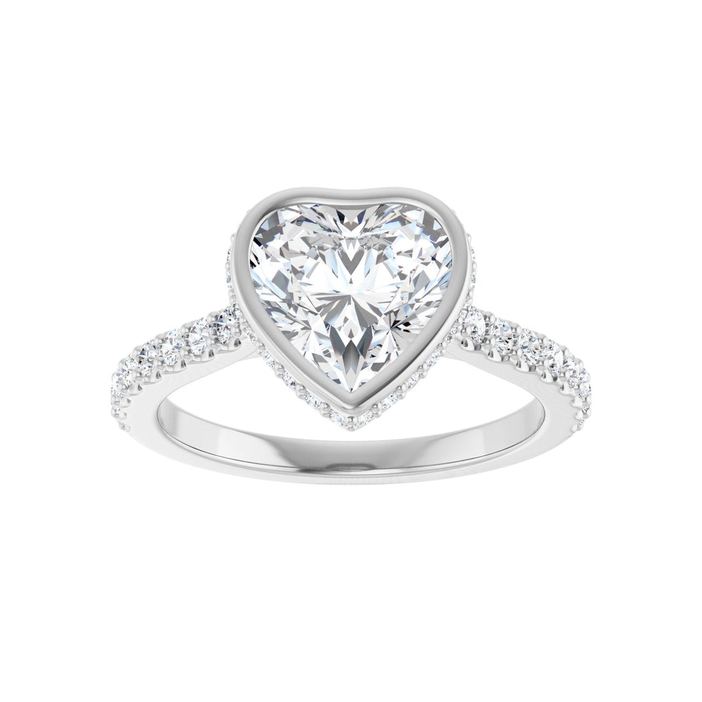 Heart Hidden Halo-Style Engagement Ring | Metal Type=14K White Gold | Center Stone Size=1.5 CT | Image 3