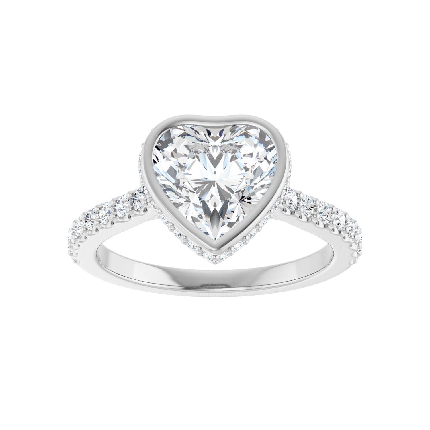 Heart Hidden Halo-Style Engagement Ring | Metal Type=14K White Gold | Center Stone Size=1.5 CT | Image 3