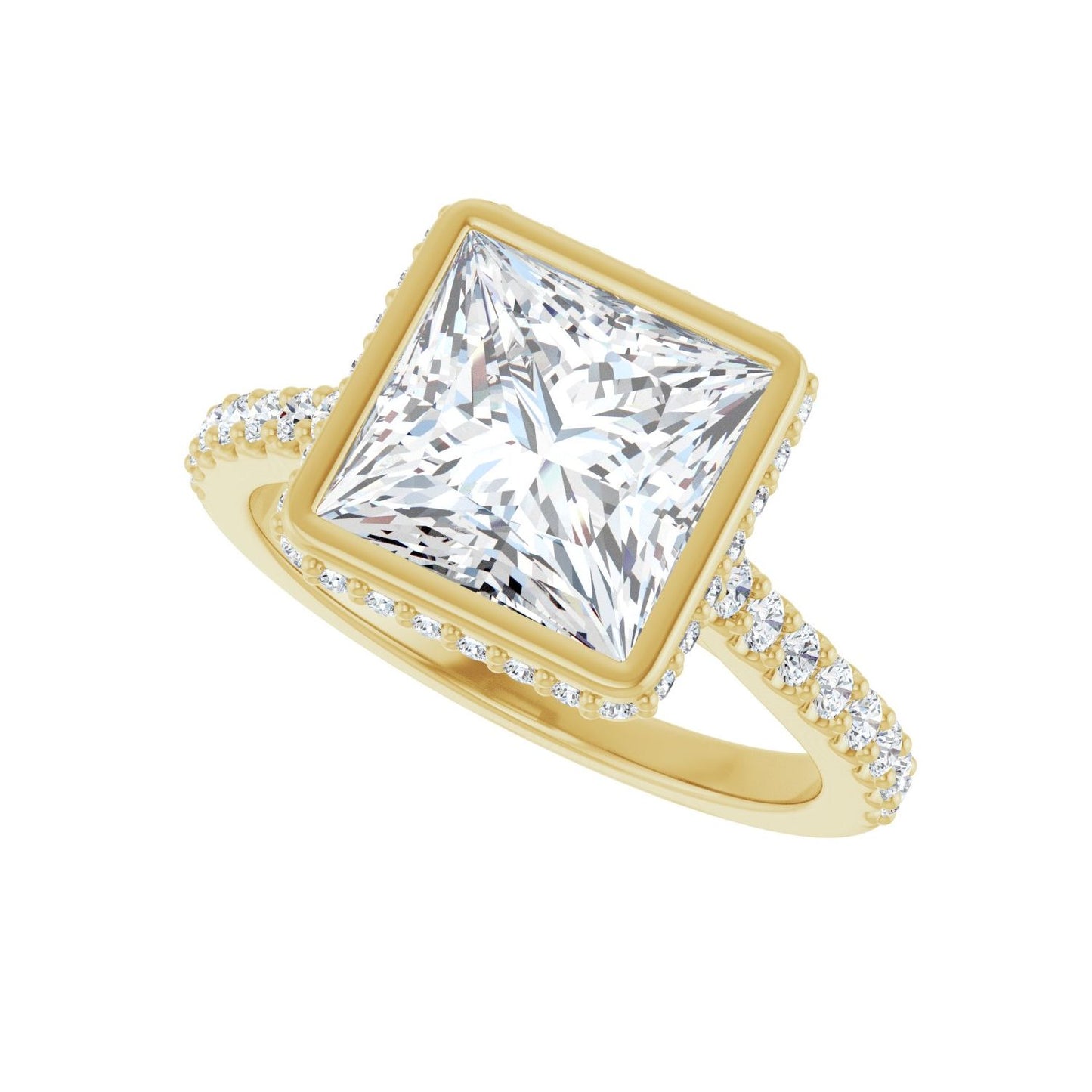 Square Hidden Halo-Style Engagement Ring | Metal Type=14K Yellow Gold | Center Stone Size=3 CT | Image 5