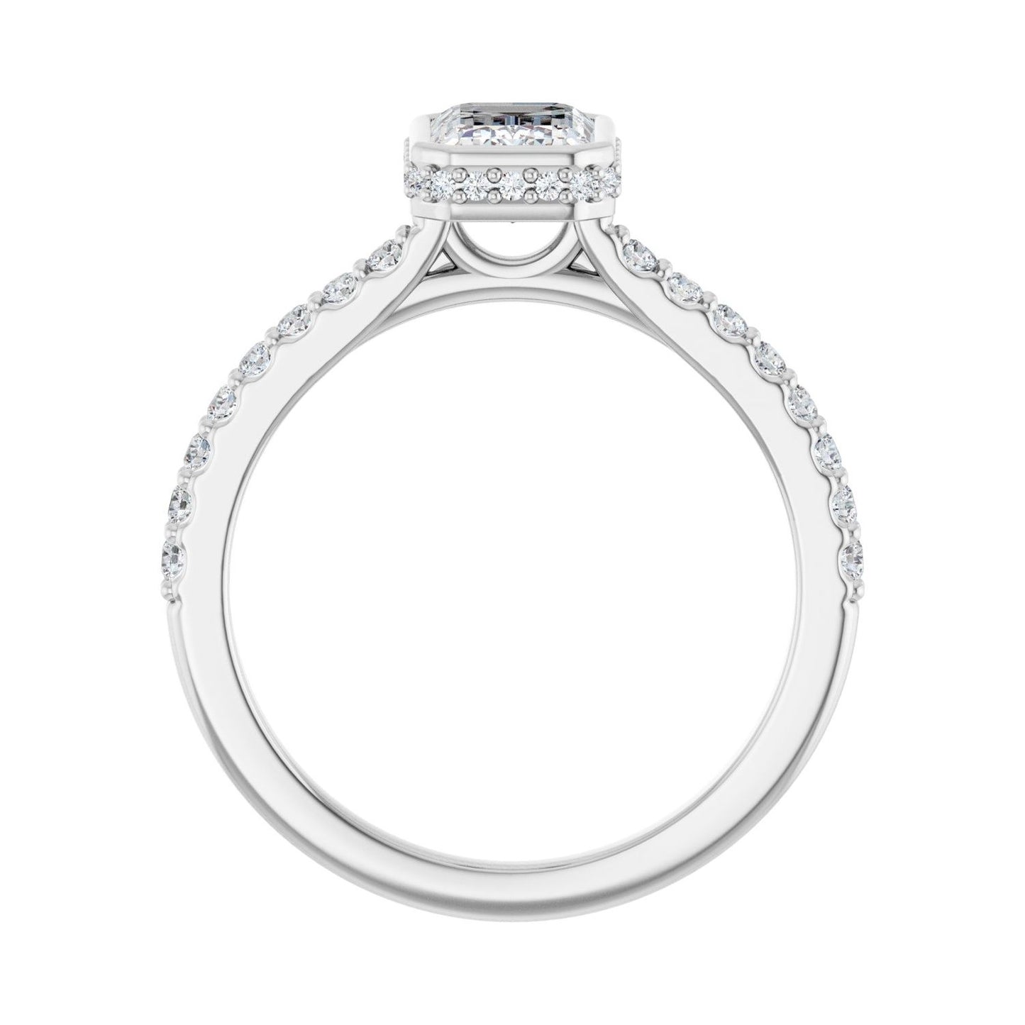 Emerald Hidden Halo-Style Engagement Ring | Metal Type=14K White Gold | Center Stone Size=1.5 CT | Image 2