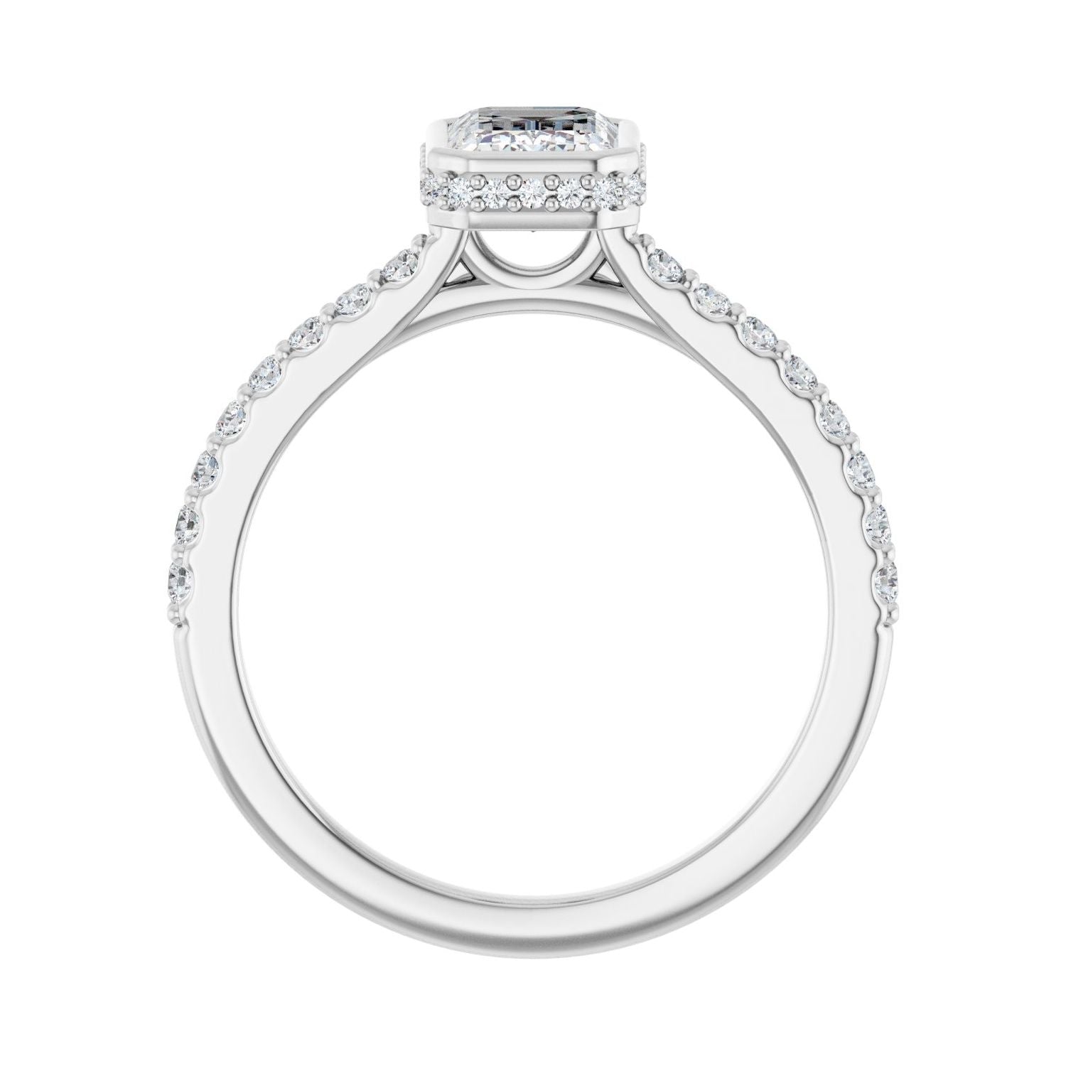 Emerald Hidden Halo-Style Engagement Ring | Metal Type=14K White Gold | Center Stone Size=1.5 CT | Image 2