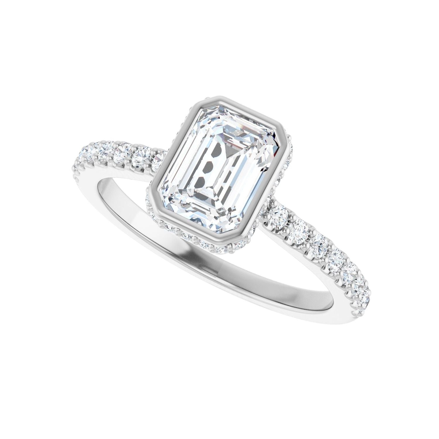Emerald Hidden Halo-Style Engagement Ring | Metal Type=14K White Gold | Center Stone Size=1.5 CT | Image 5