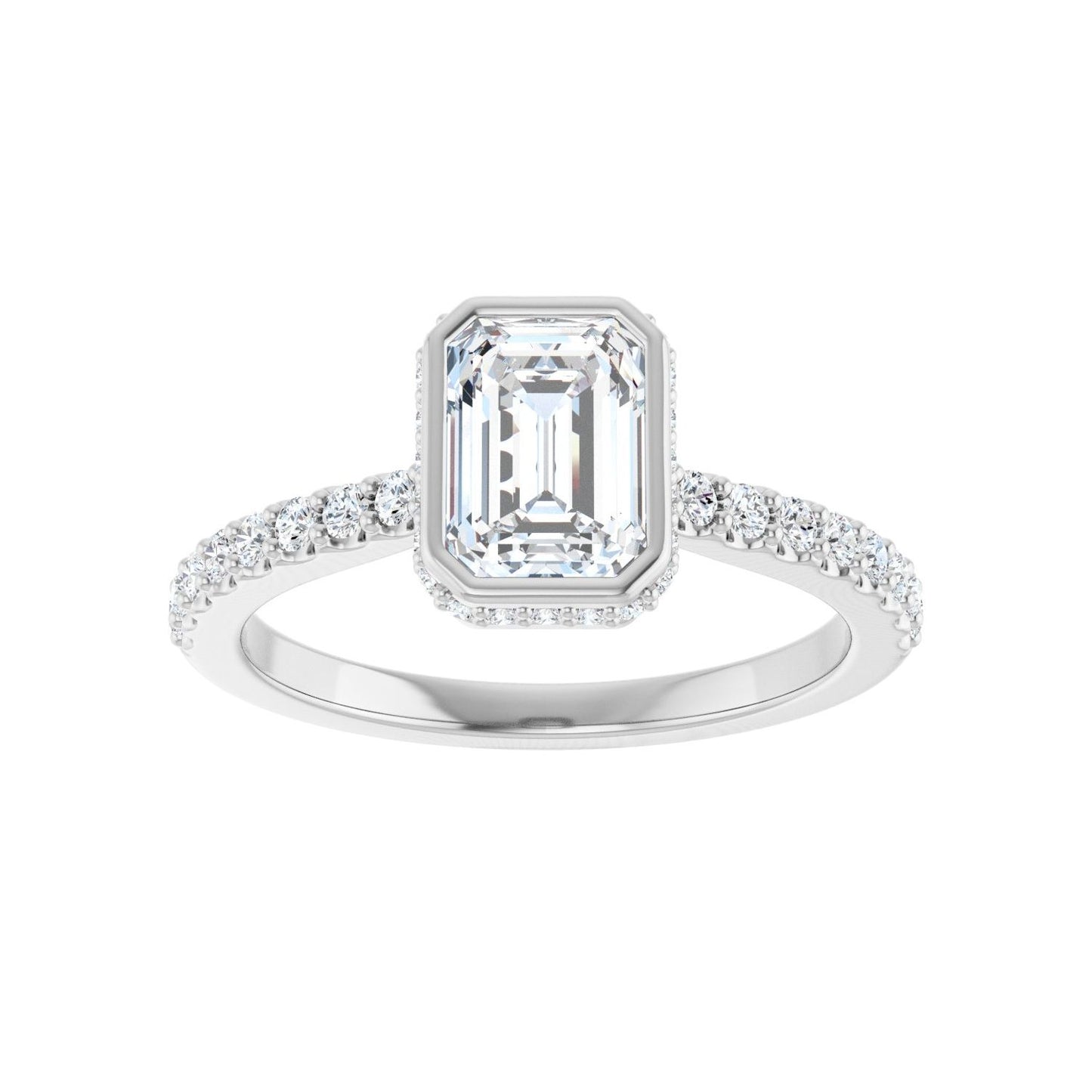 Emerald Hidden Halo-Style Engagement Ring | Metal Type=14K White Gold | Center Stone Size=1.5 CT | Image 3