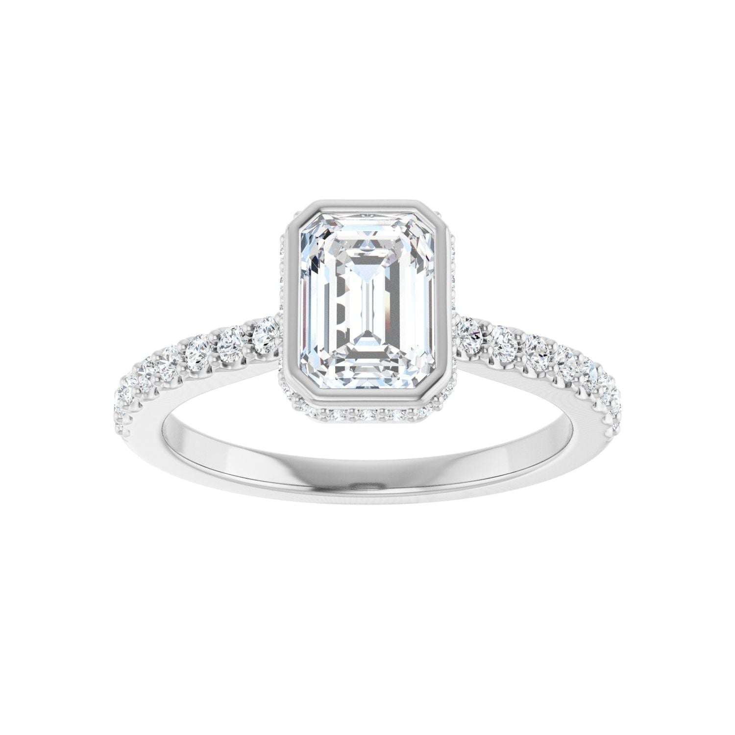 Emerald Hidden Halo-Style Engagement Ring | Metal Type=14K White Gold | Center Stone Size=1.5 CT | Image 3