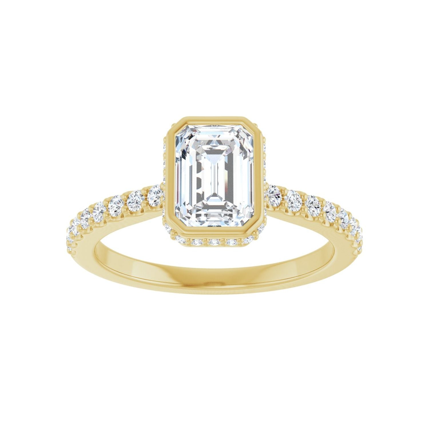 Emerald Hidden Halo-Style Engagement Ring | Metal Type=14K Yellow Gold | Center Stone Size=1.5 CT | Image 3