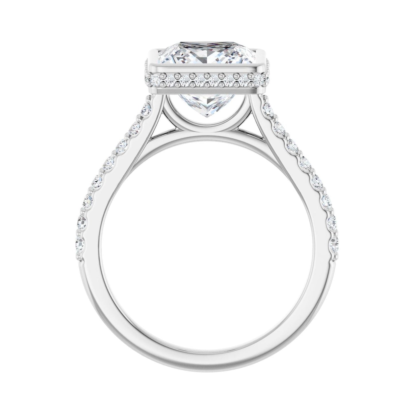 Square Hidden Halo-Style Engagement Ring | Metal Type=14K White Gold | Center Stone Size=3 CT | Image 2