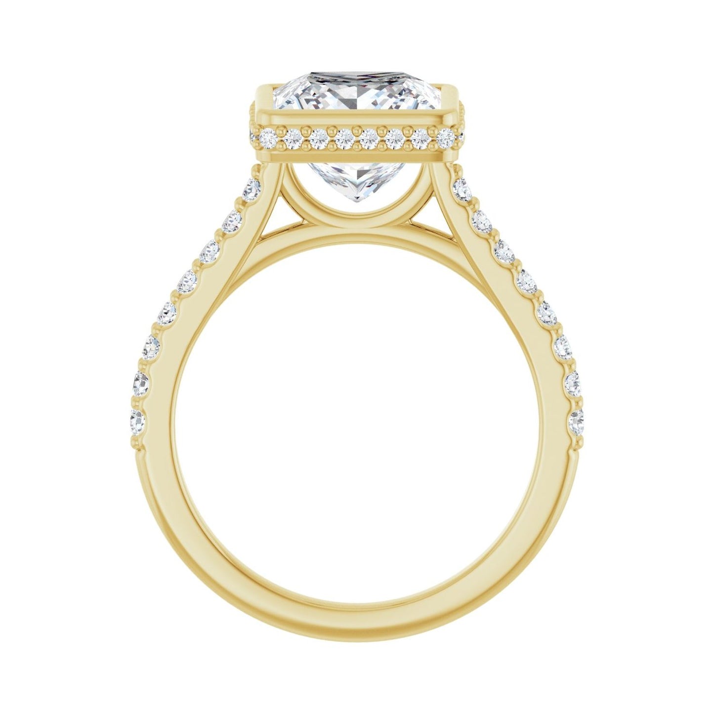 Square Hidden Halo-Style Engagement Ring | Metal Type=14K Yellow Gold | Center Stone Size=3 CT | Image 2