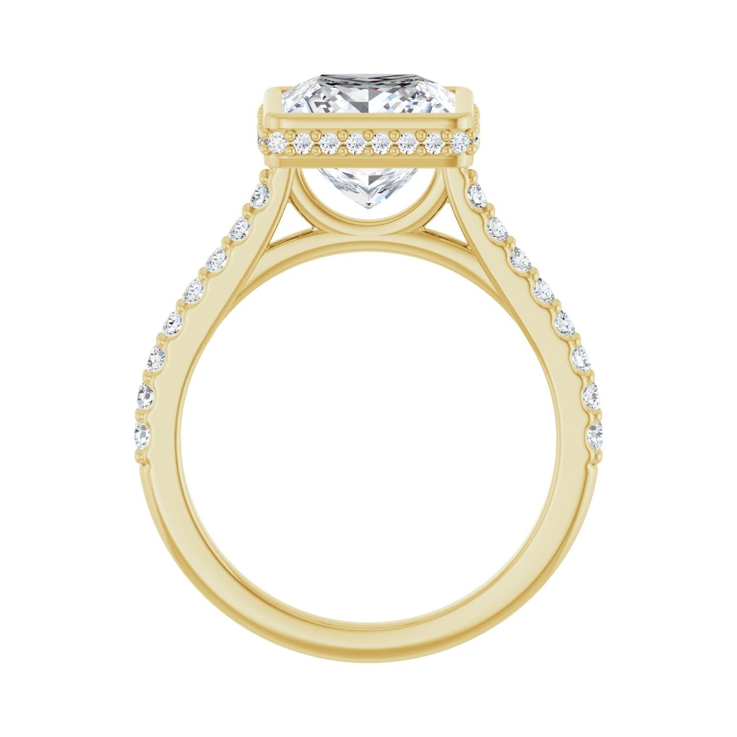 Square Hidden Halo-Style Engagement Ring | Metal Type=14K Yellow Gold | Center Stone Size=3 CT | Image 2