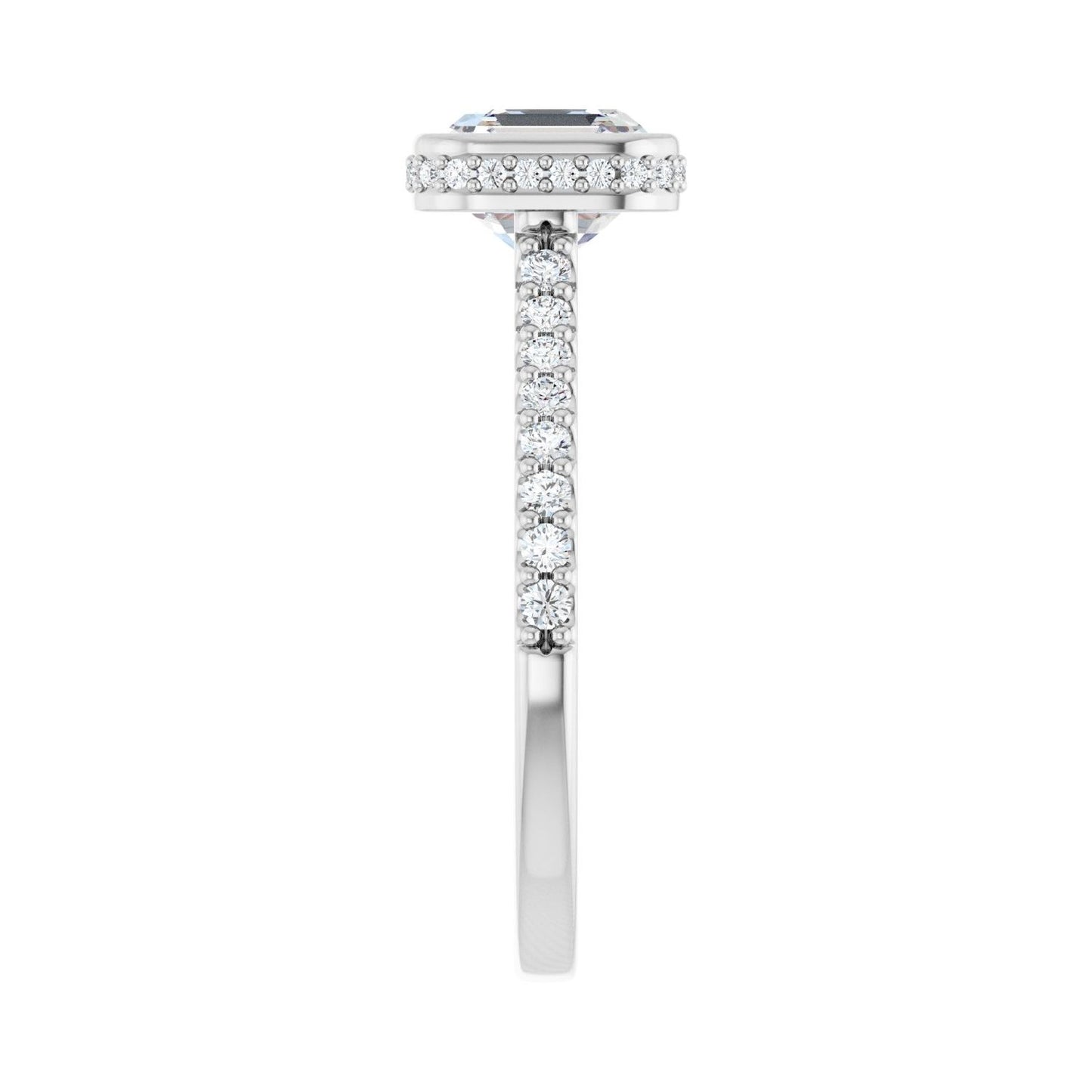 Asscher Hidden Halo-Style Engagement Ring | Metal Type=14K White Gold | Center Stone Size=1.5 CT | Image 4