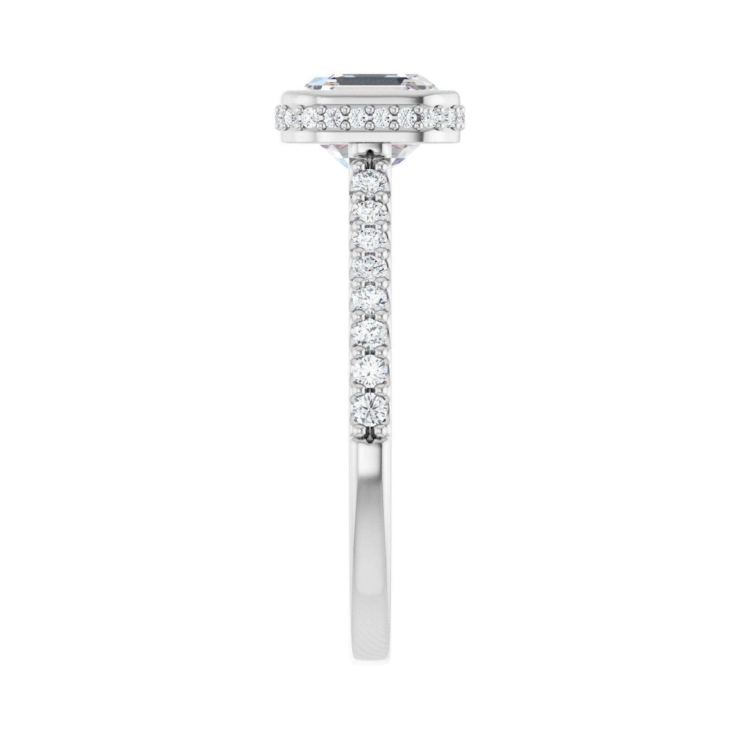 Asscher Hidden Halo-Style Engagement Ring | Metal Type=14K White Gold | Center Stone Size=1.5 CT | Image 4