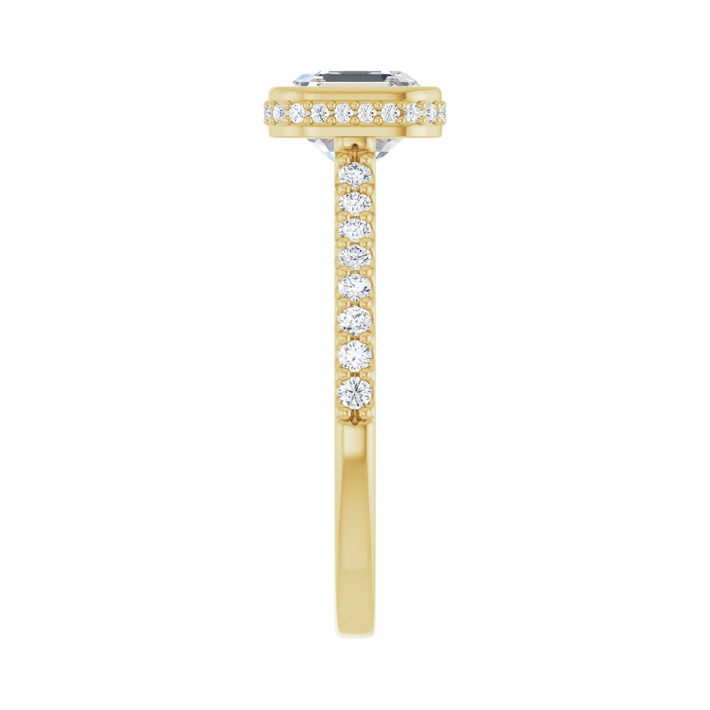 Asscher Hidden Halo-Style Engagement Ring | Metal Type=14K Yellow Gold | Center Stone Size=1.5 CT | Image 4