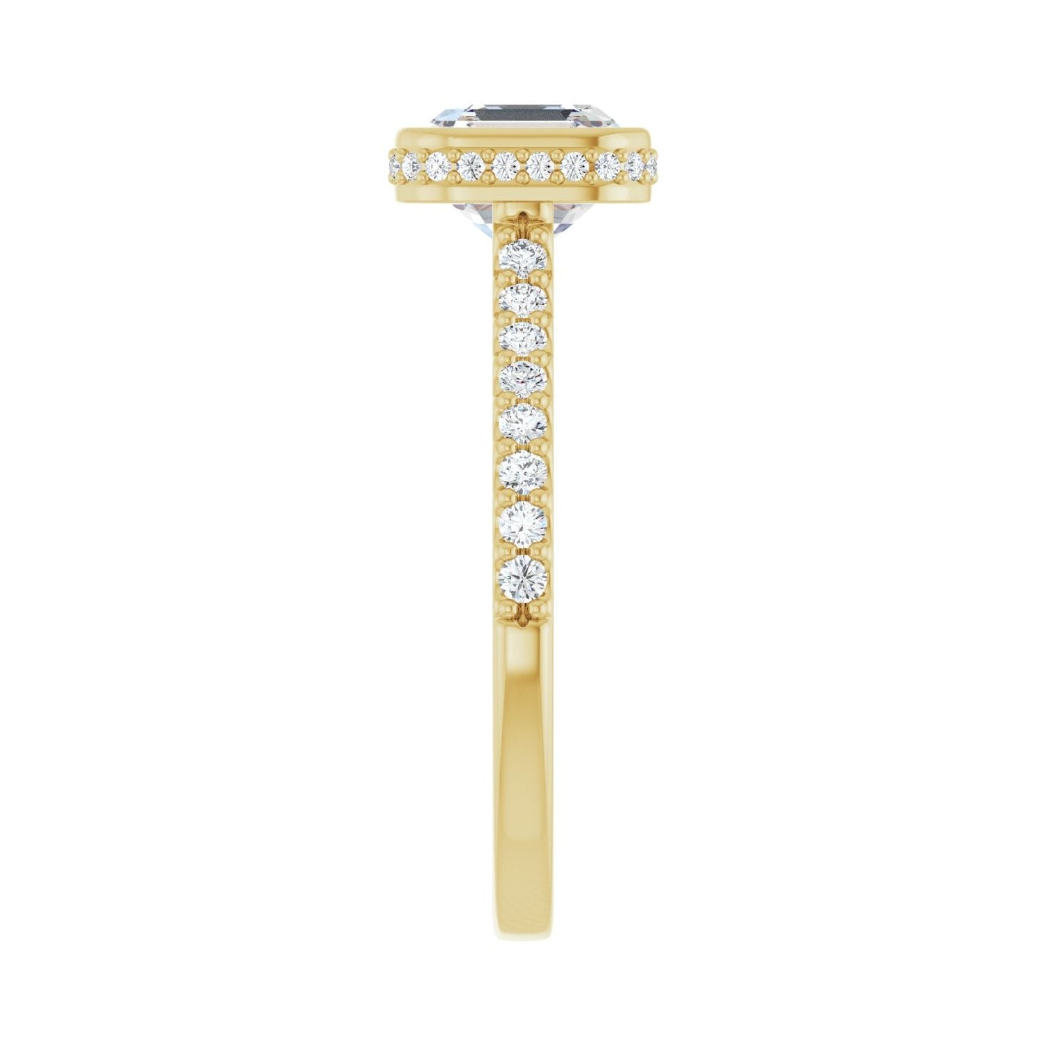 Asscher Hidden Halo-Style Engagement Ring | Metal Type=14K Yellow Gold | Center Stone Size=1.5 CT | Image 4