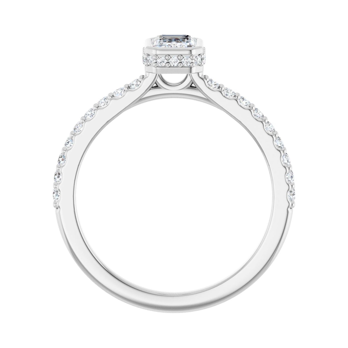 Emerald Hidden Halo-Style Engagement Ring | Metal Type=14K White Gold | Center Stone Size=1 CT | Image 2