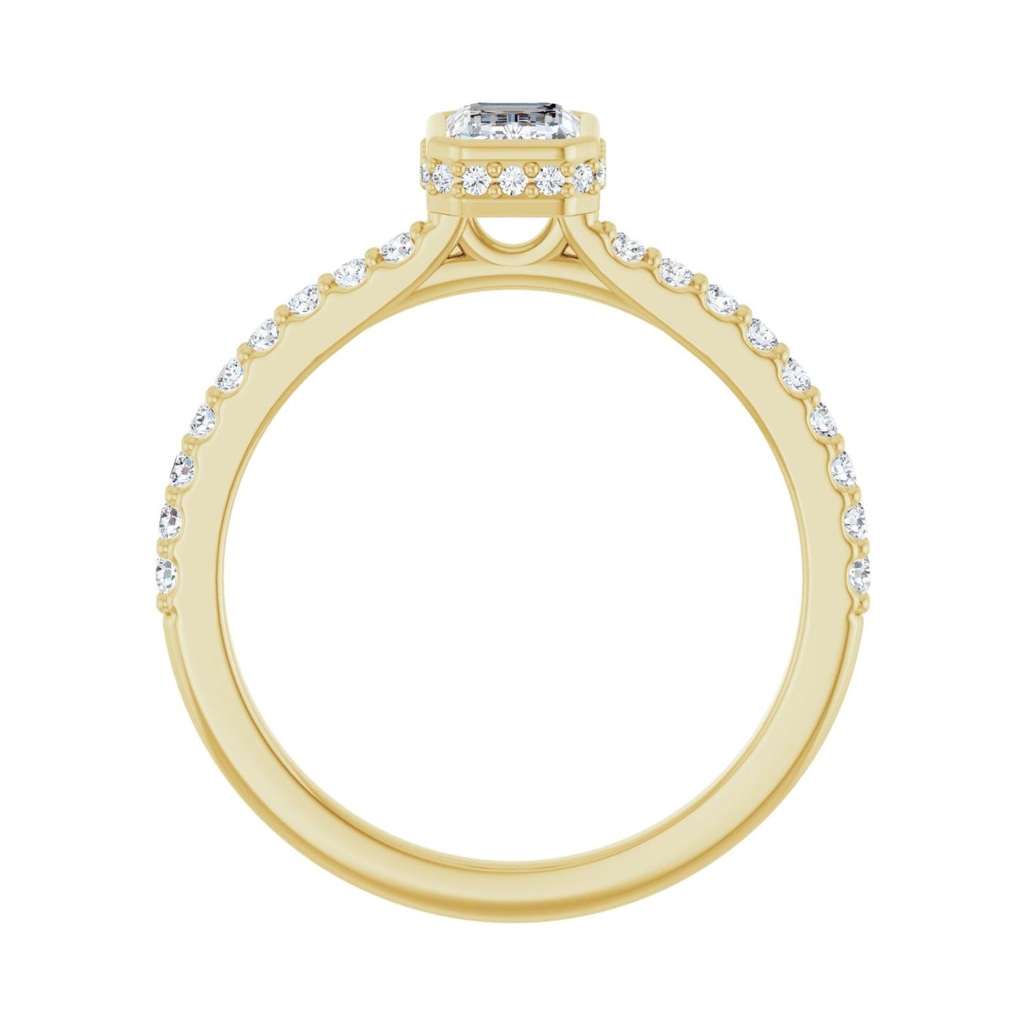 Emerald Hidden Halo-Style Engagement Ring | Metal Type=14K Yellow Gold | Center Stone Size=1 CT | Image 2