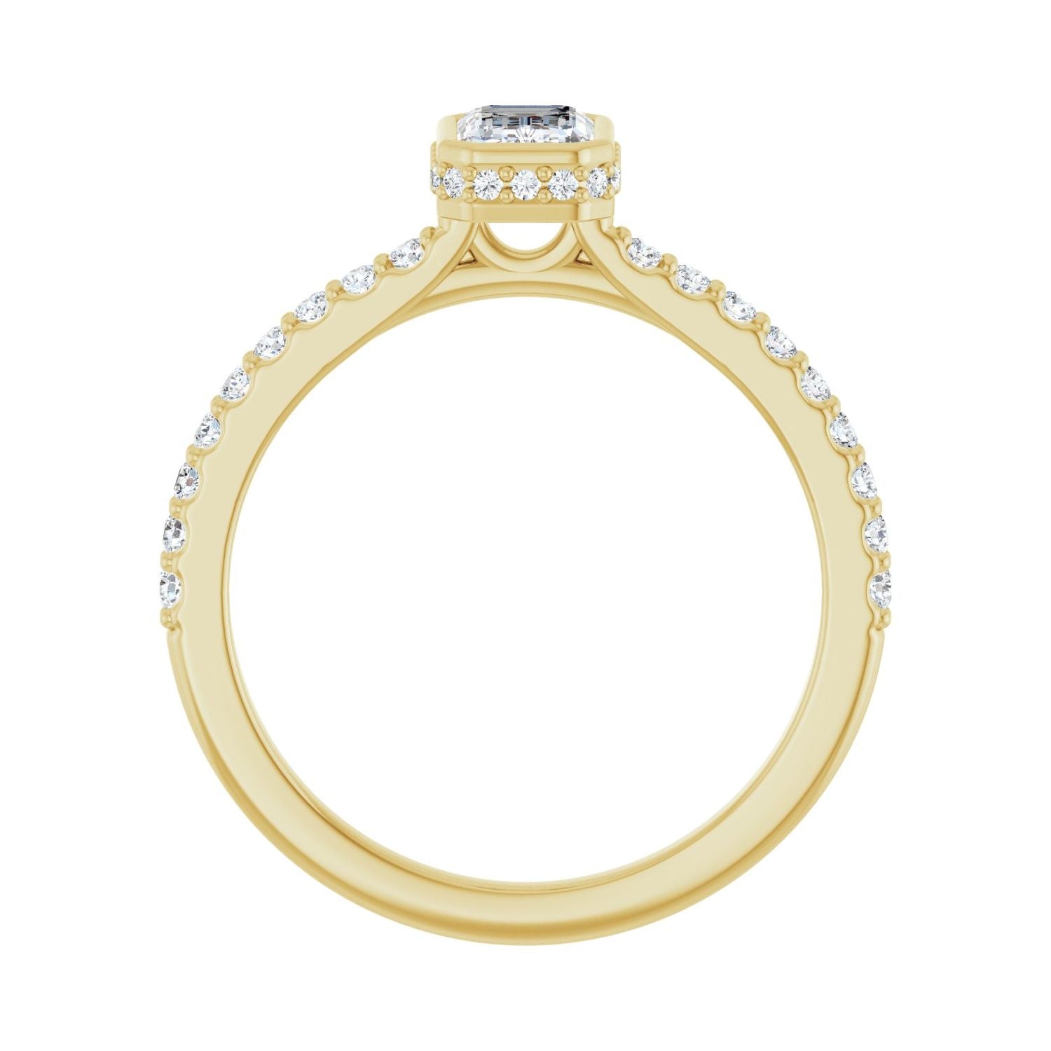 Emerald Hidden Halo-Style Engagement Ring | Metal Type=14K Yellow Gold | Center Stone Size=1 CT | Image 2
