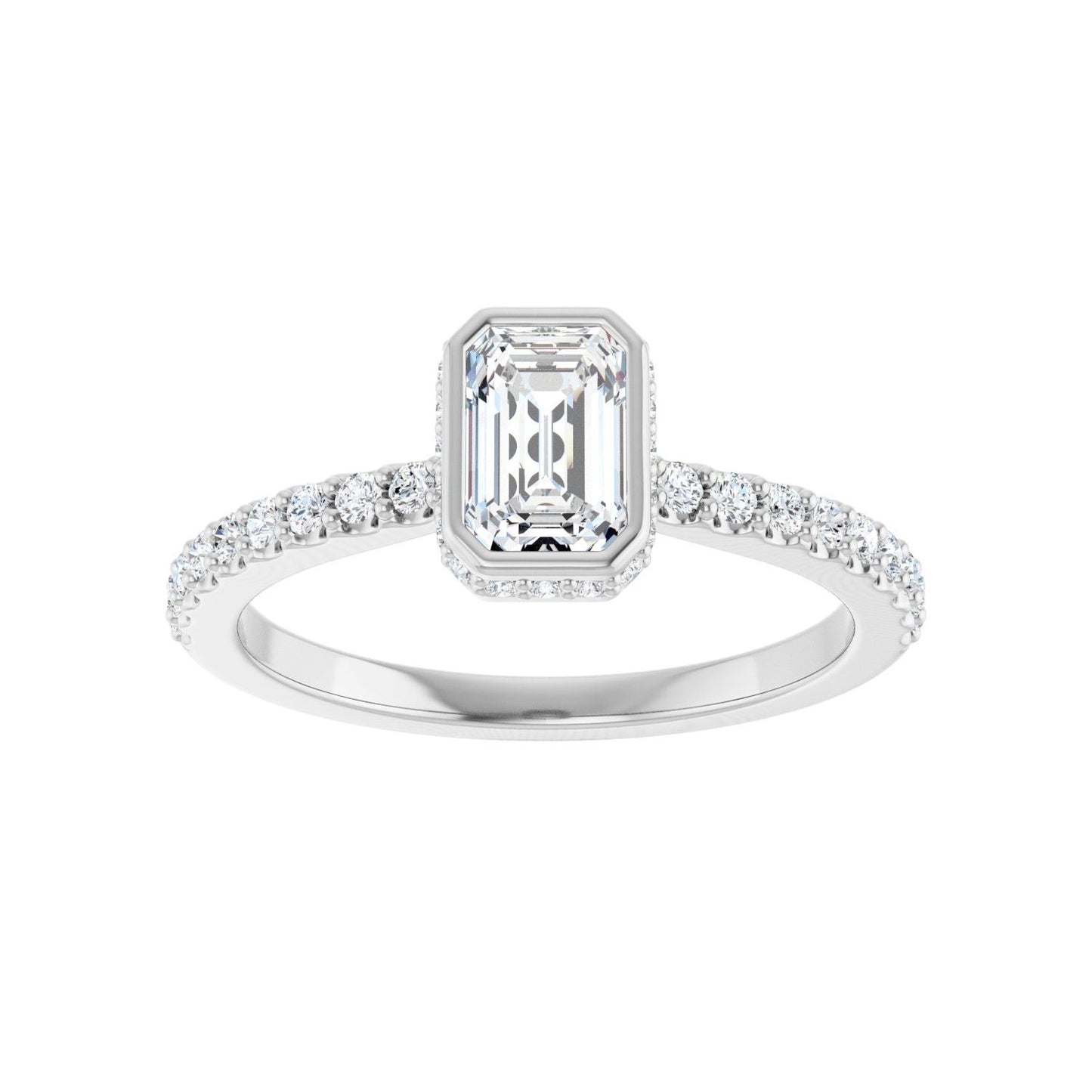 Emerald Hidden Halo-Style Engagement Ring | Metal Type=14K White Gold | Center Stone Size=1 CT | Image 3